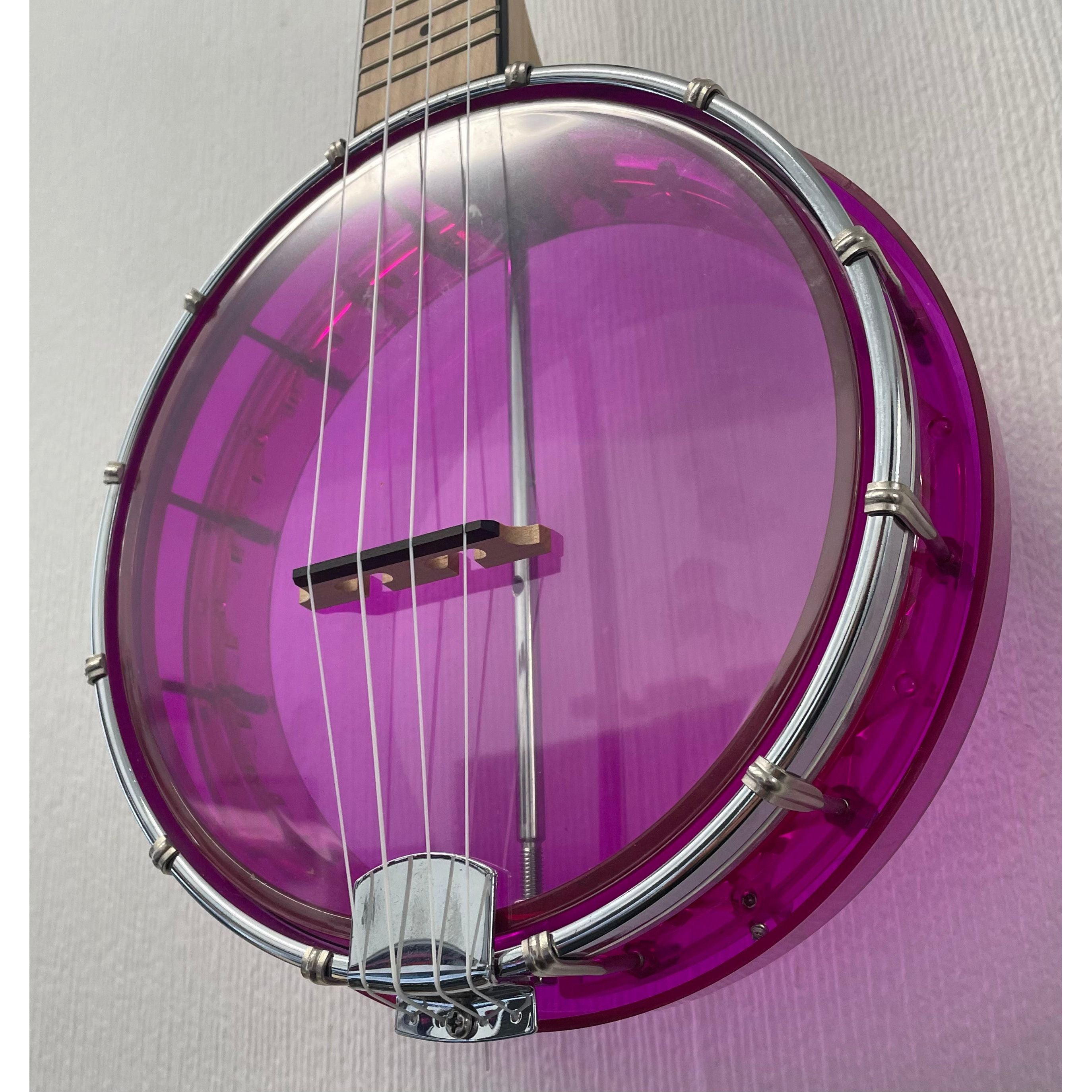 Gold Tone Gem Banjolele in Pink Pre-Owned