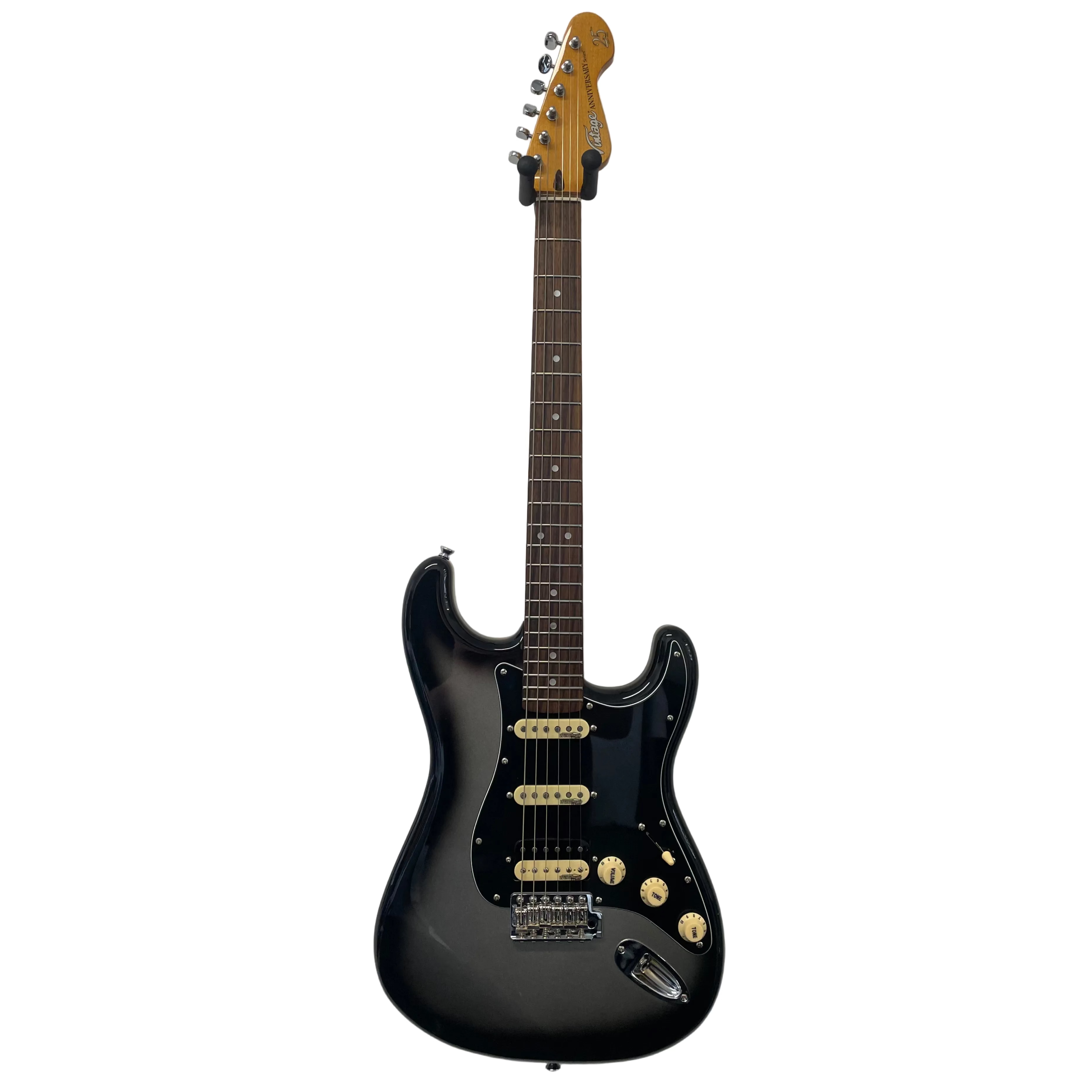 Vintage 25th Anniversary VS6 Stratocaster Style Electric Guitar in Limited Edition Silverburst with Gigbag Pre-Owned