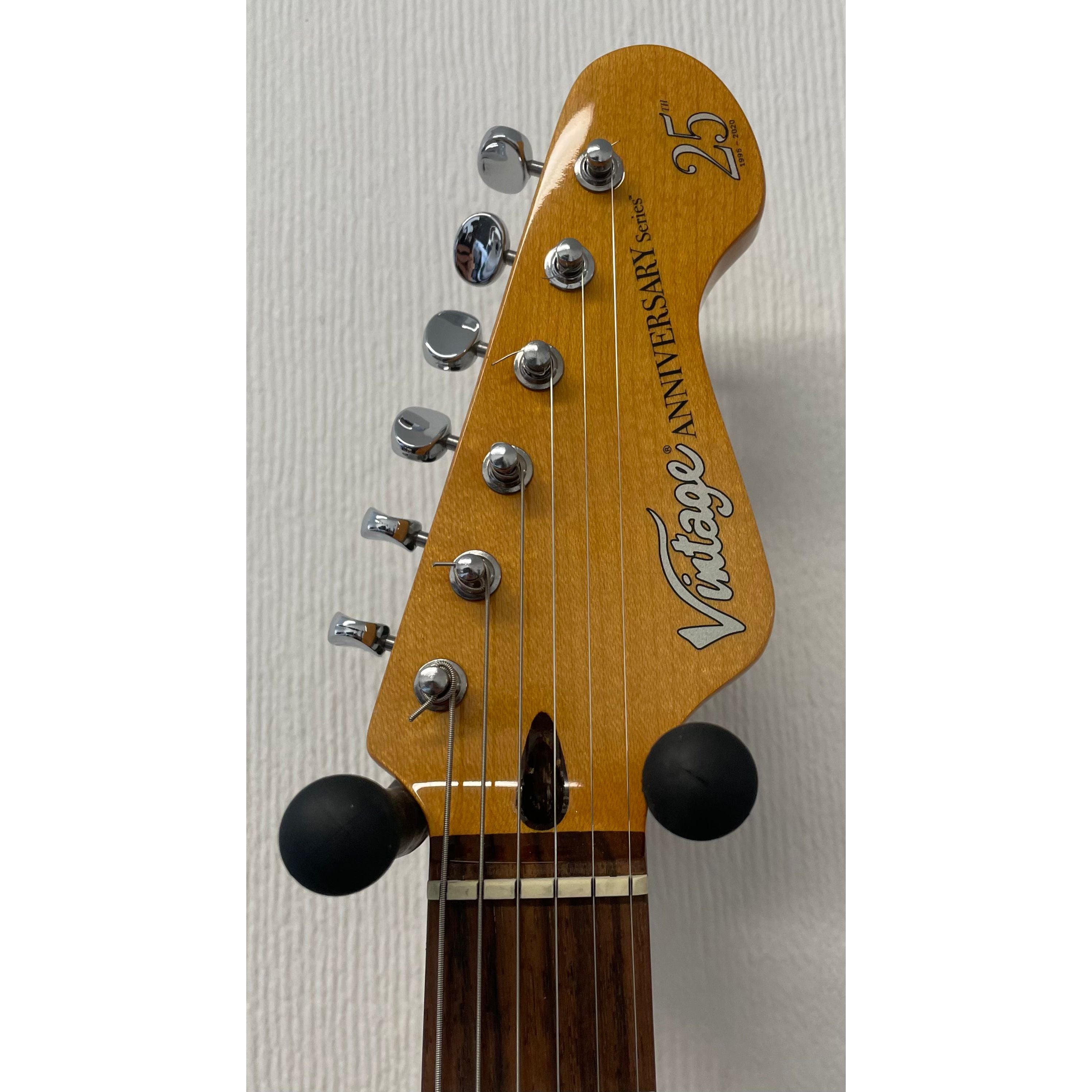 Vintage 25th Anniversary VS6 Stratocaster Style Electric Guitar in Limited Edition Silverburst with Gigbag Pre-Owned