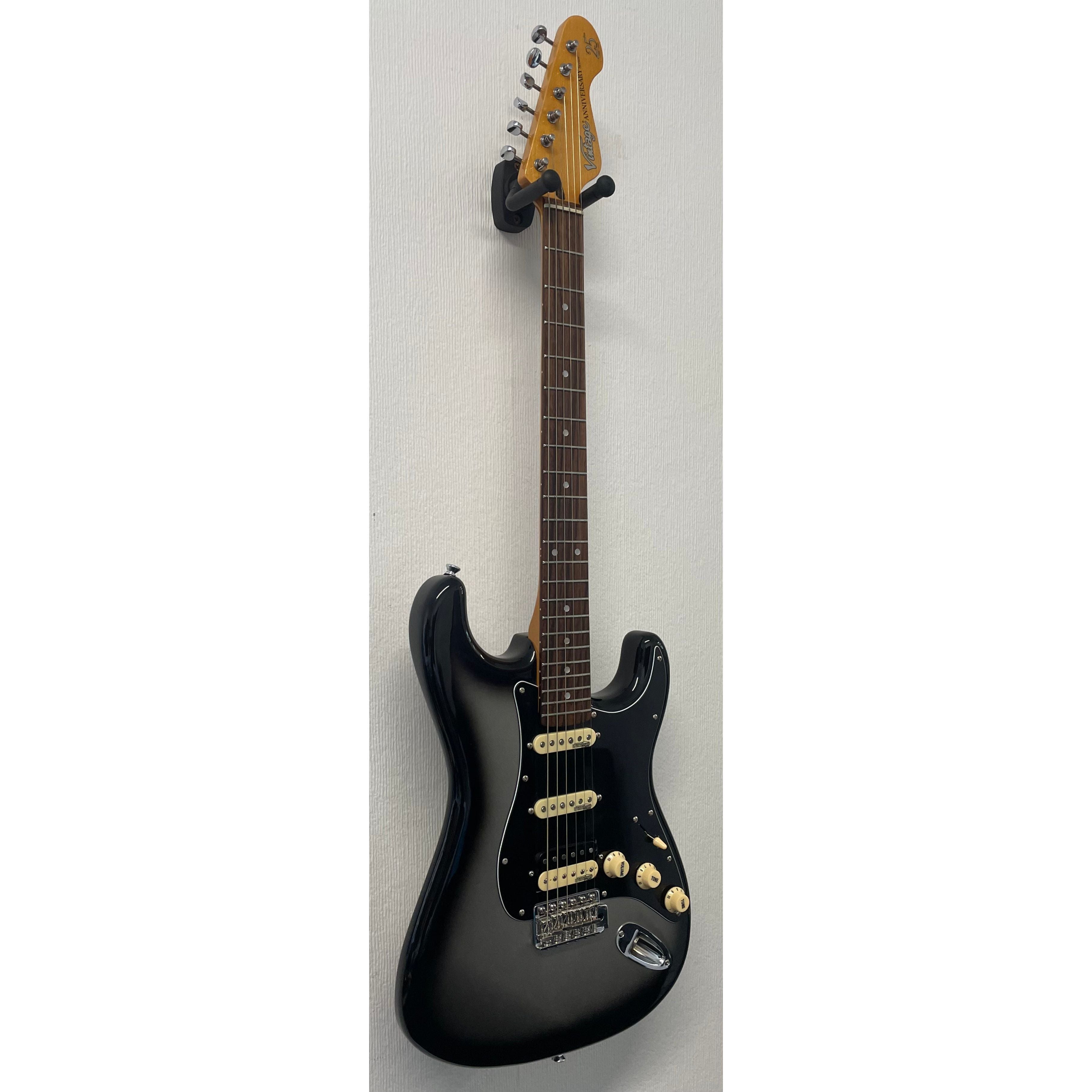 Vintage 25th Anniversary VS6 Stratocaster Style Electric Guitar in Limited Edition Silverburst with Gigbag Pre-Owned