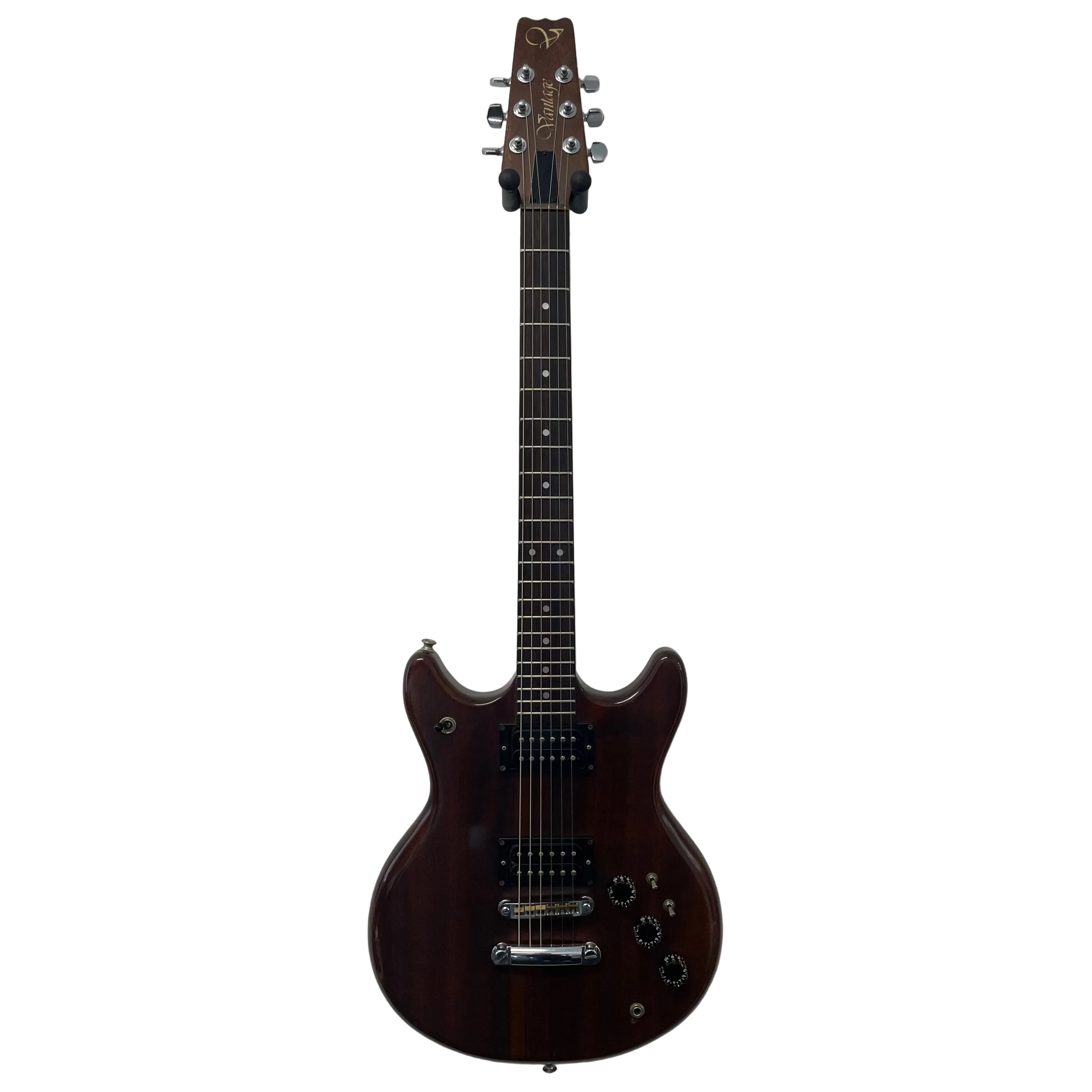 Vantage VS600 Vintage Electric Guitar in Natural Brown Finish with Original Hardcase Pre-Owned