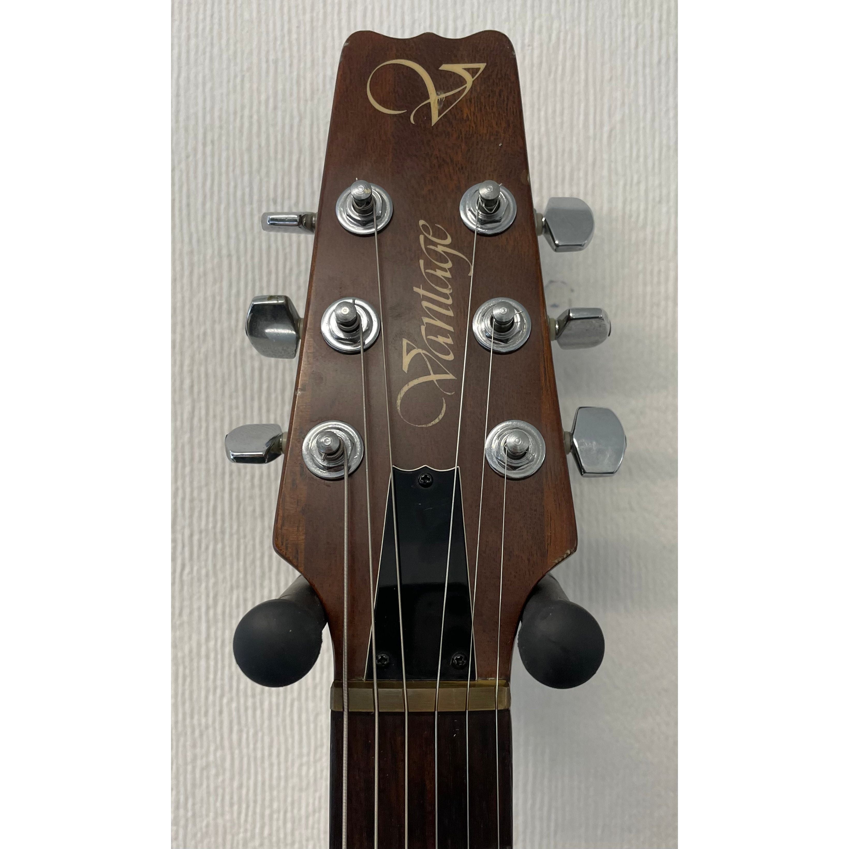 Vantage VS600 Vintage Electric Guitar in Natural Brown Finish with Original Hardcase Pre-Owned