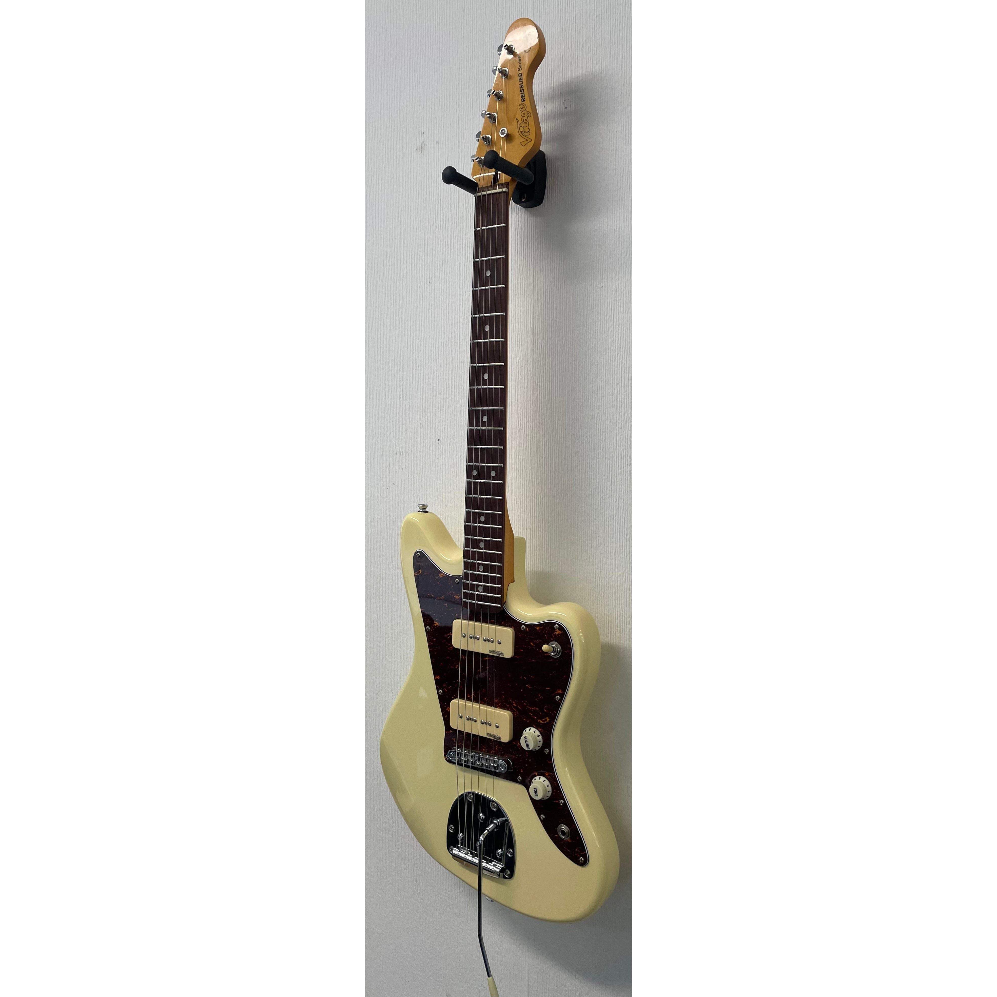 Vintage V65 Reissued Vibrato Jaguar Style Electric Guitar in Vintage White Pre-Owned