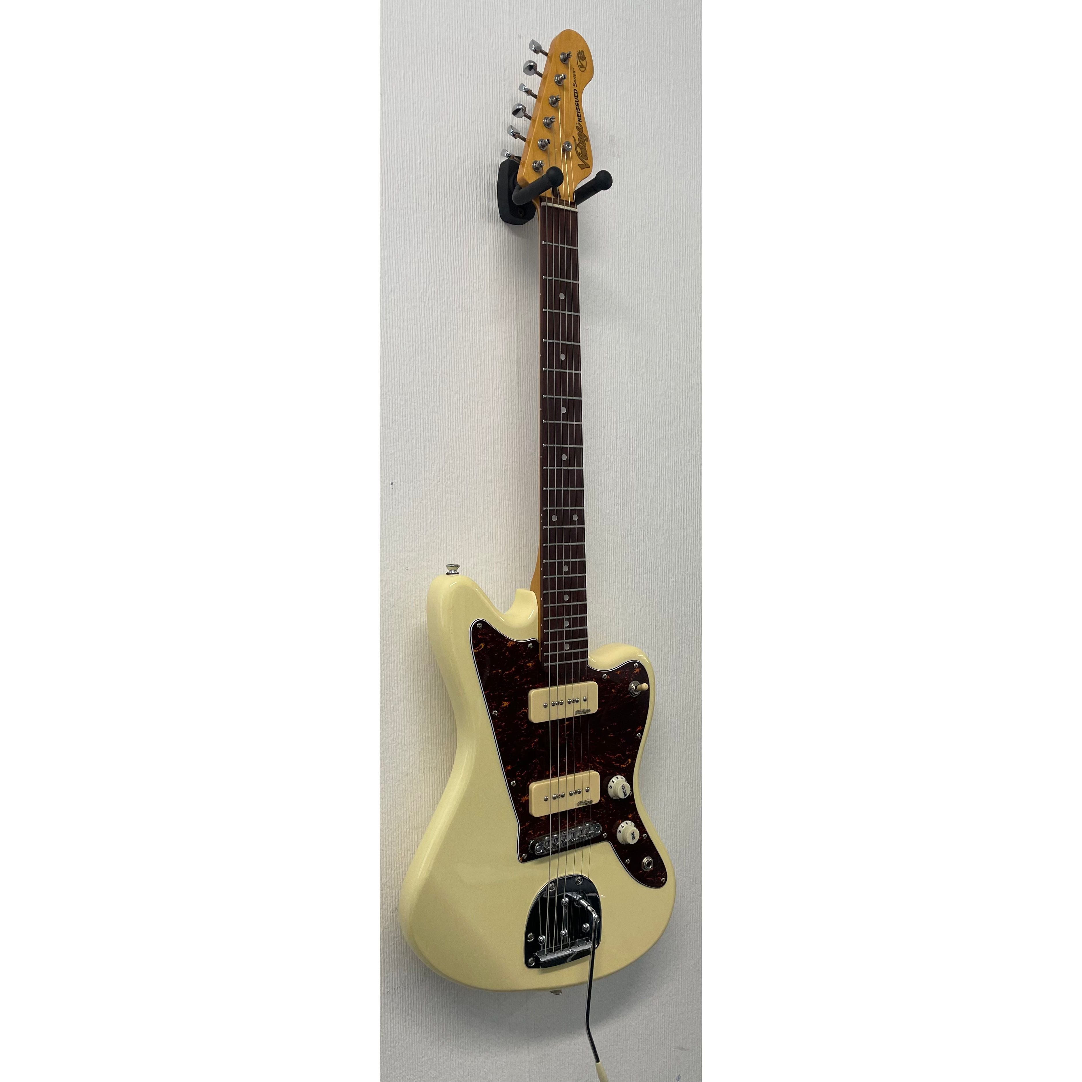 Vintage V65 Reissued Vibrato Jaguar Style Electric Guitar in Vintage White Pre-Owned