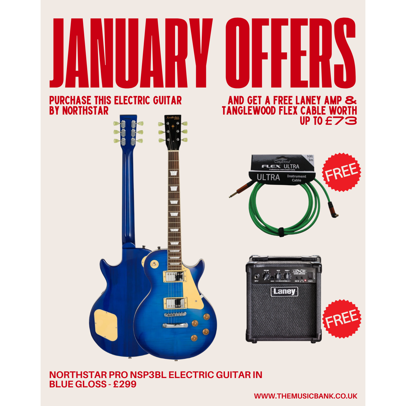 Northstar Pro NSP3BL Electric Guitar in Blue Gloss