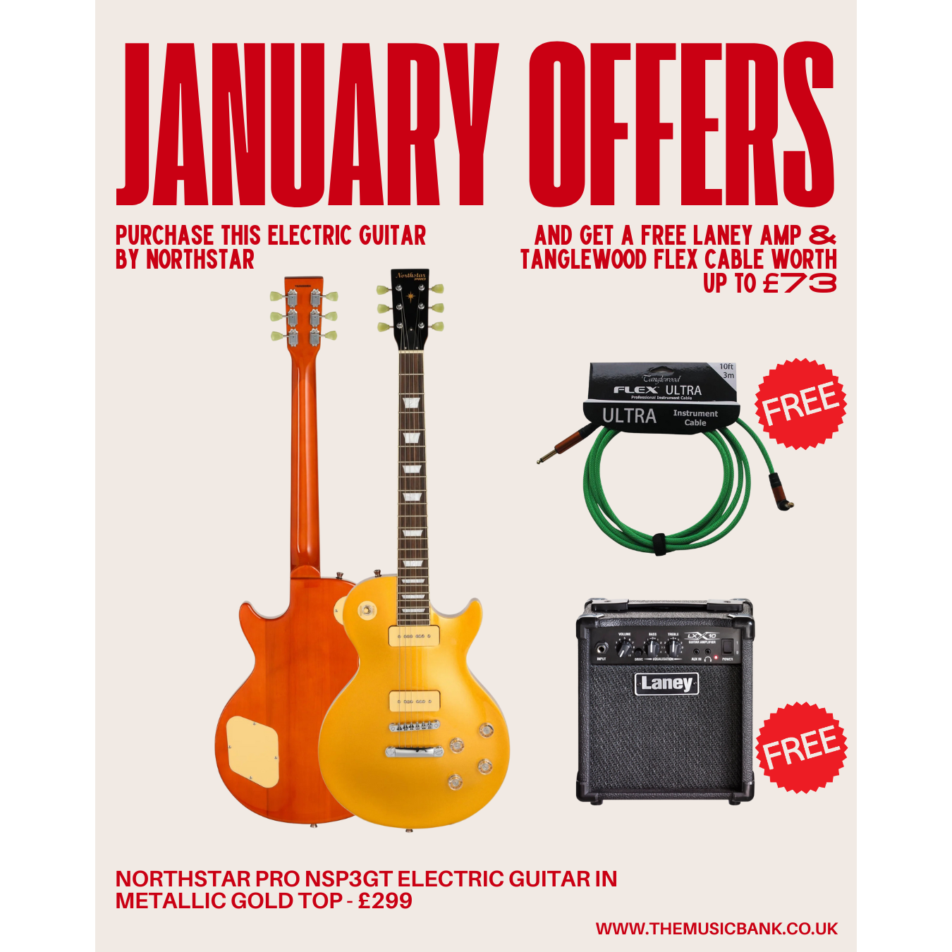 Northstar Pro NSP3GT Electric Guitar in Metallic Gold Top