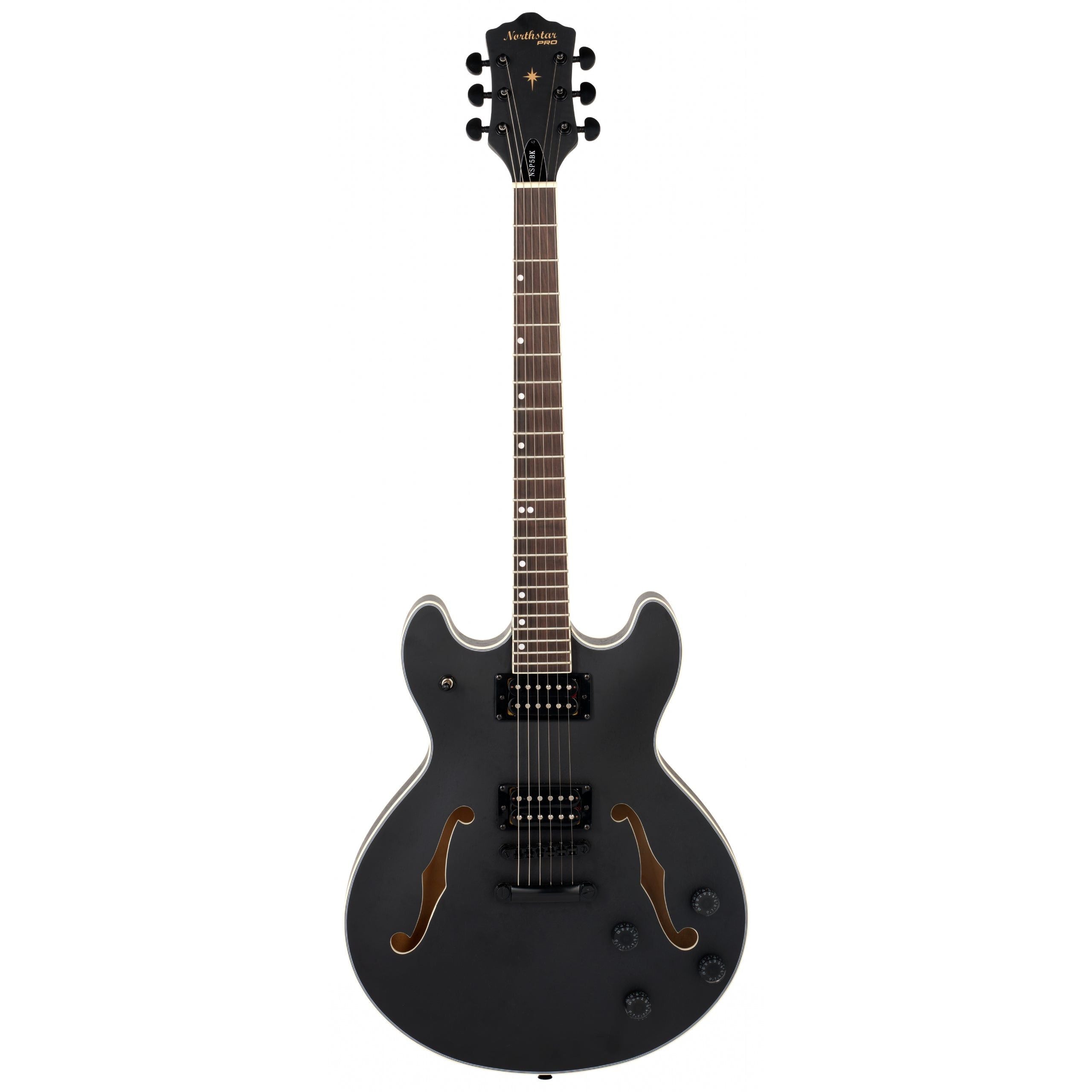 Northstar Pro NSP5BKG Semi-Hollow Body Electric Guitar in Open Pore Black