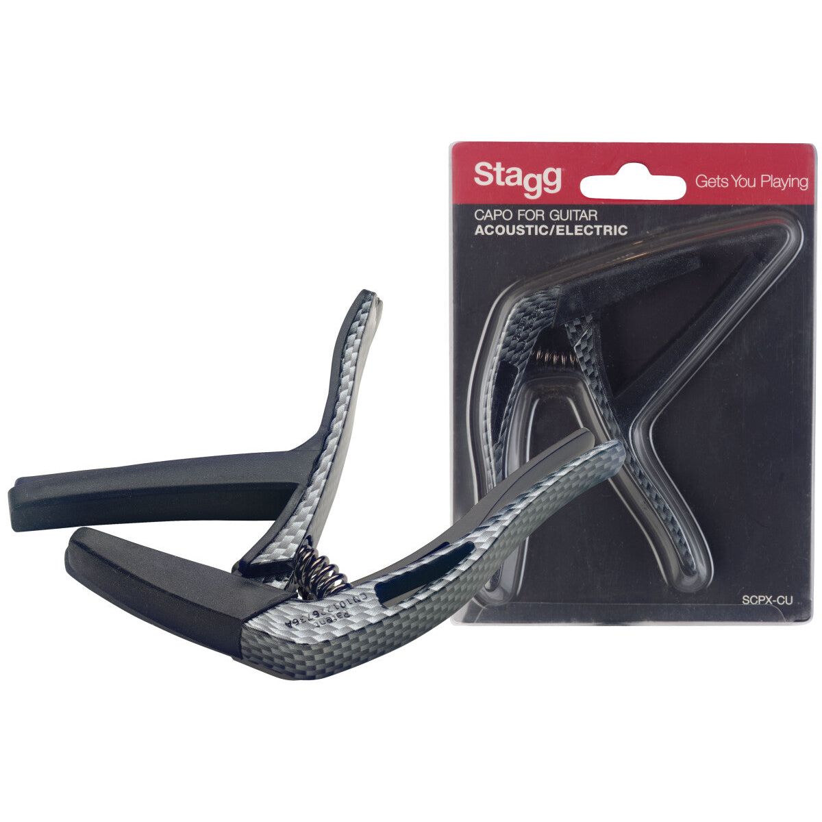 Stagg Curved "trigger" Capo Carbon for Acoustic & Electric Guitar