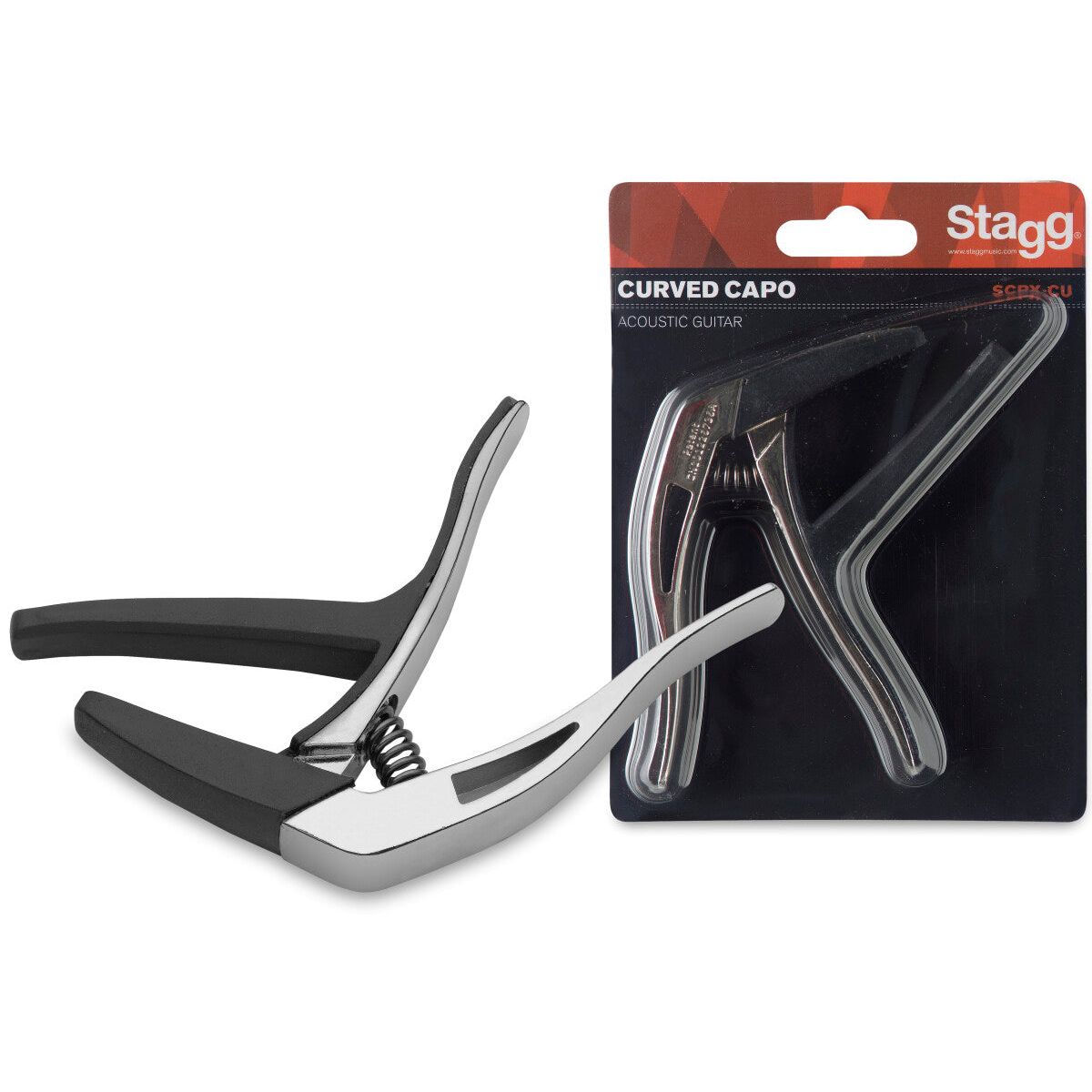 Stagg Curved "trigger" Capo Chrome for Acoustic & Electric Guitar