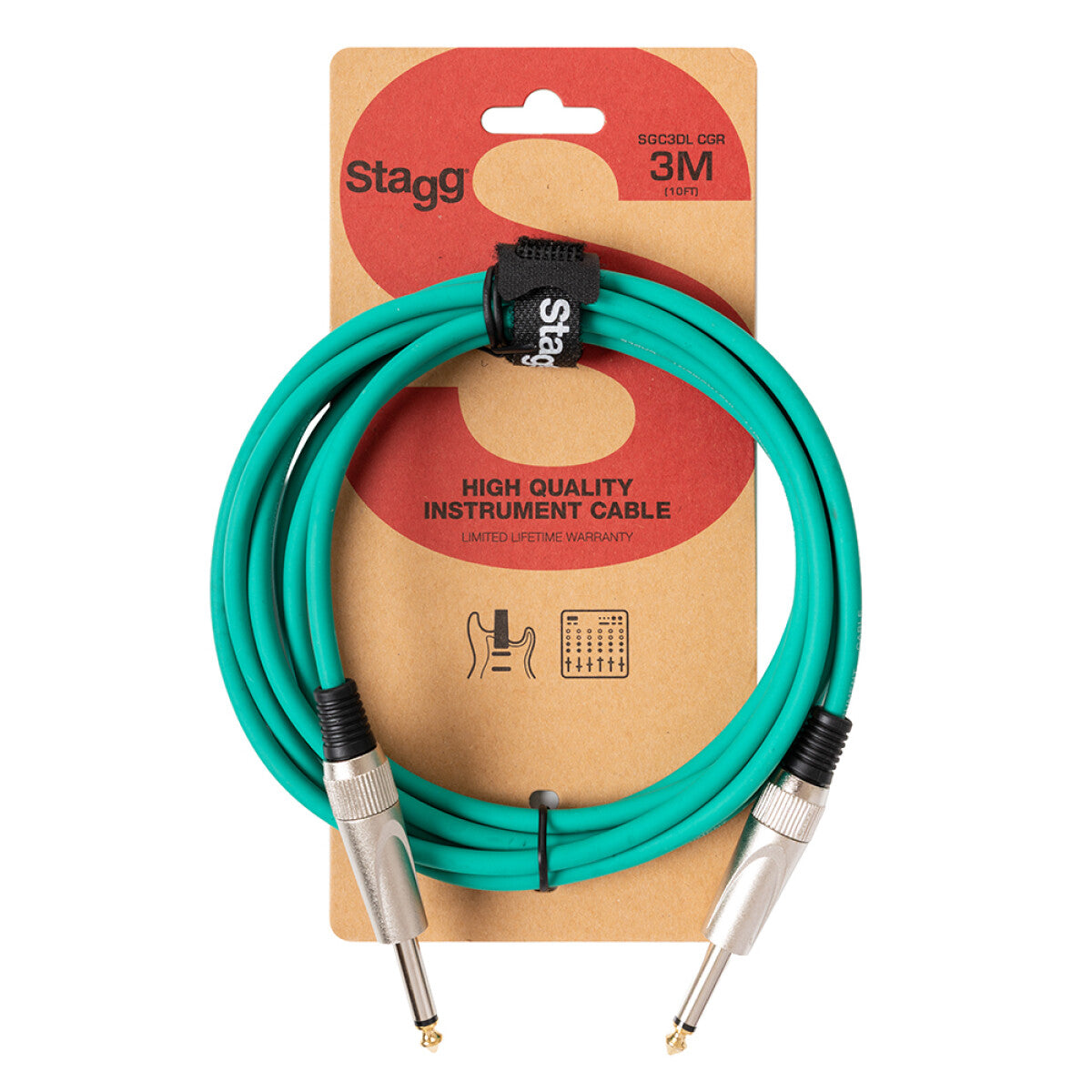 Stagg Instrument Cable Deluxe 3m/10ft in Green