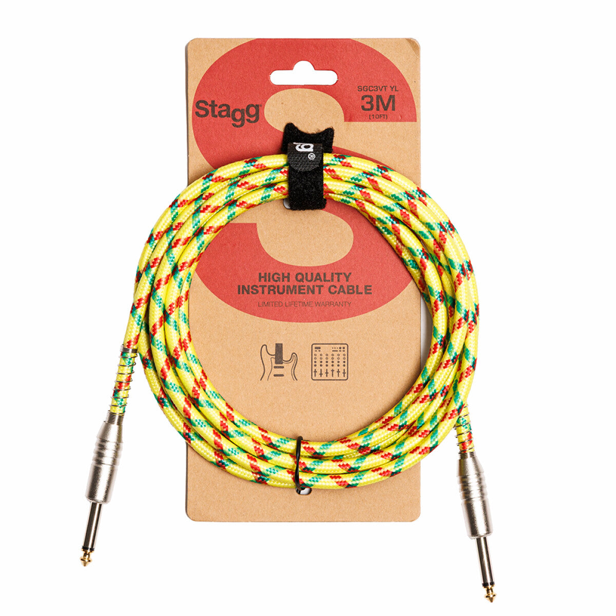 Stagg Instrument Cable Vintweed 3m/10ft in Yellow
