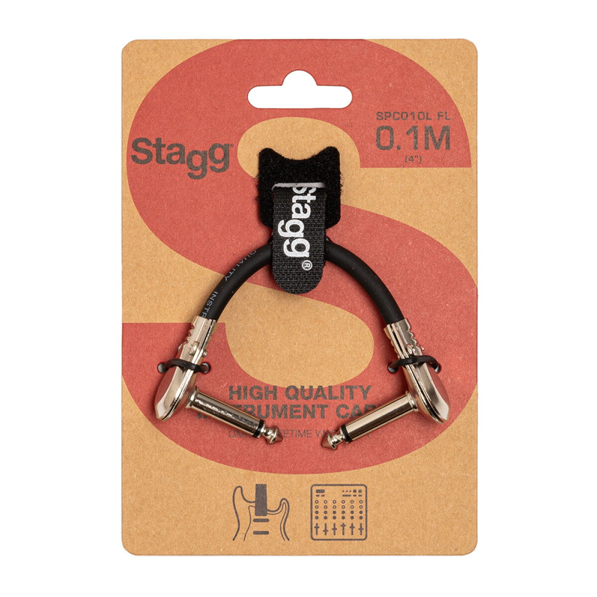 Stagg Patch Cable, Jack/Jack (m/m), 10 cm (4")