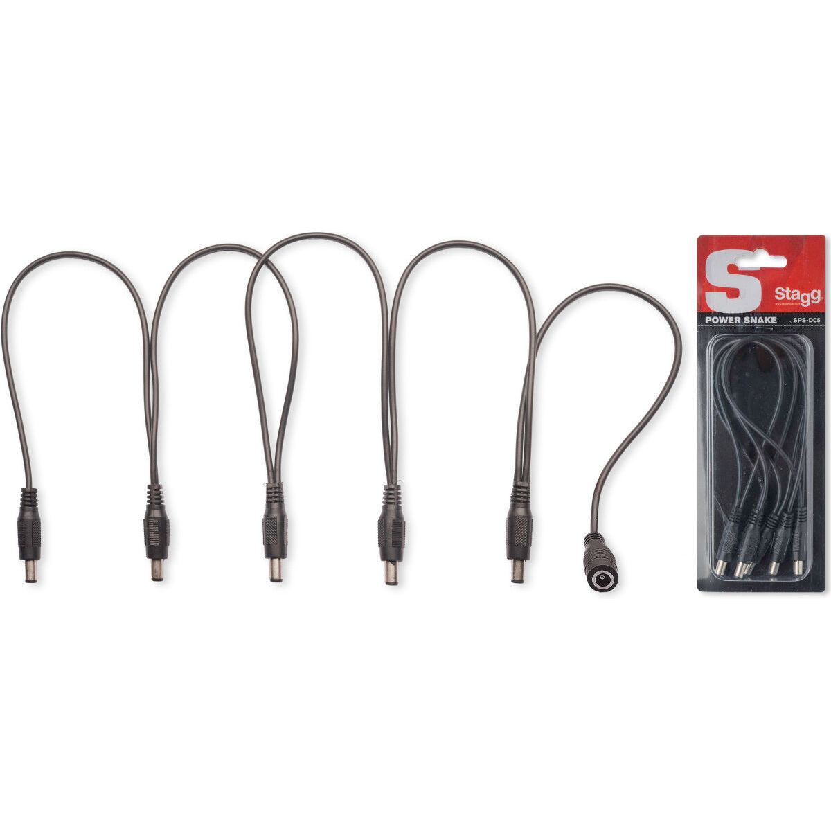 Stagg Power Cable for 5 Effects Pedals, DC/DC (m/f, 5/1), Black