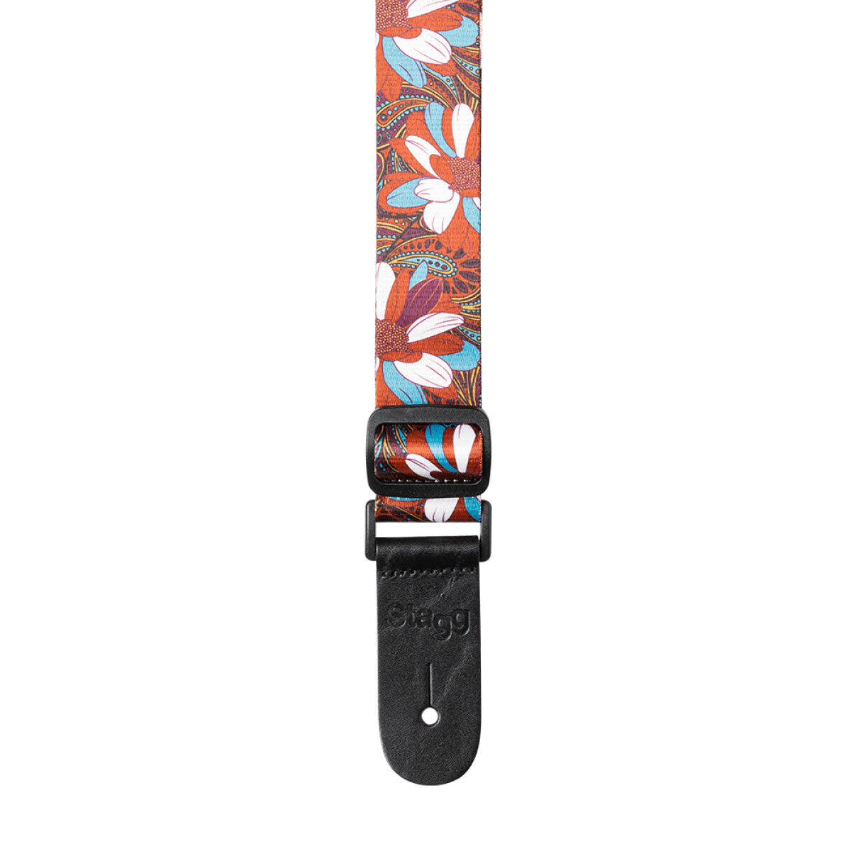 Stagg Terylene Ukulele Strap with Brown Blue Flower Pattern