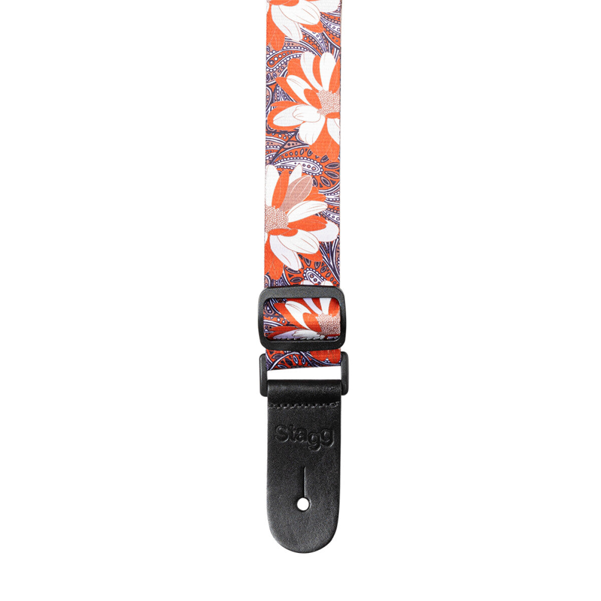 Stagg Terylene Ukulele Strap with Orange Flower Pattern