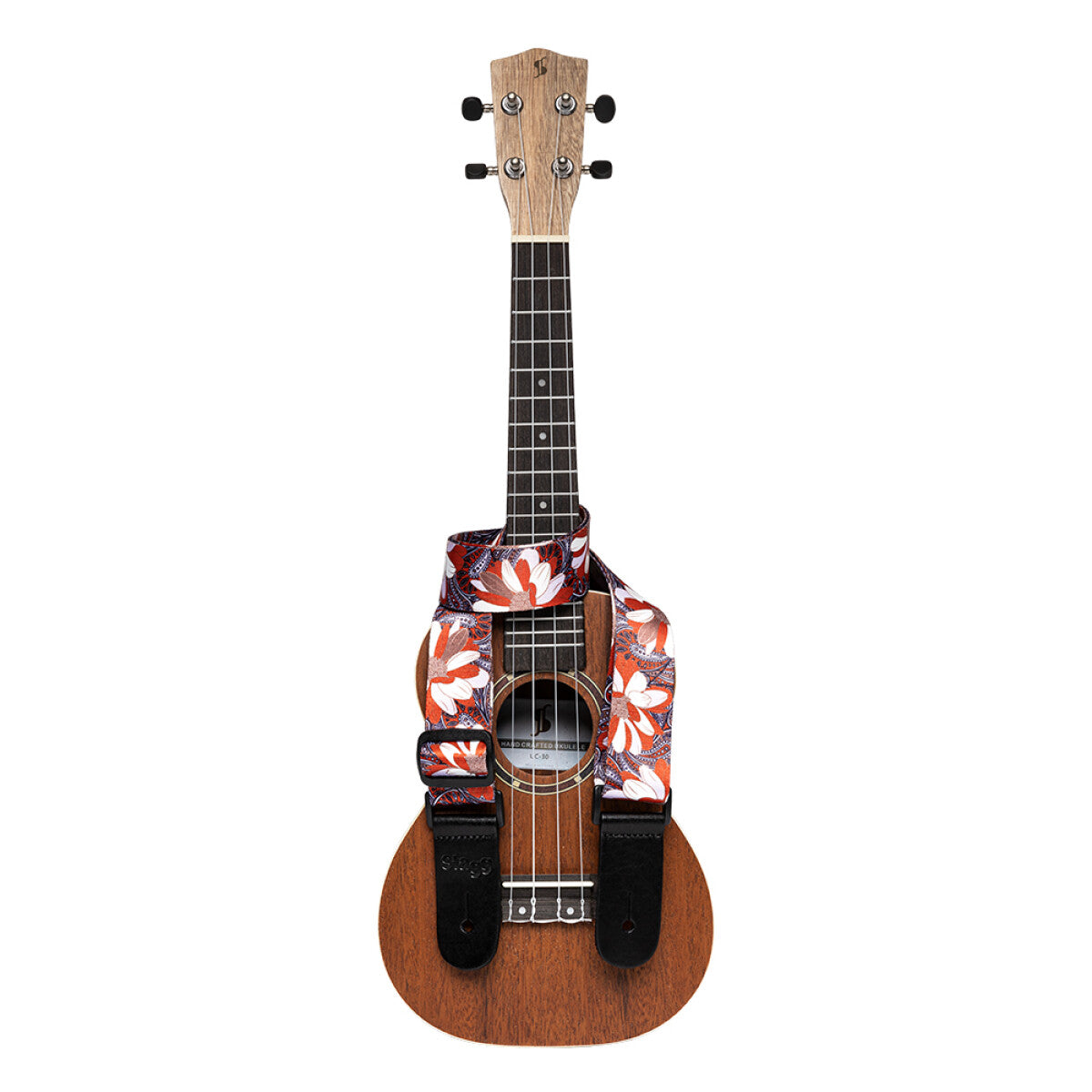 Stagg Terylene Ukulele Strap with Orange Flower Pattern