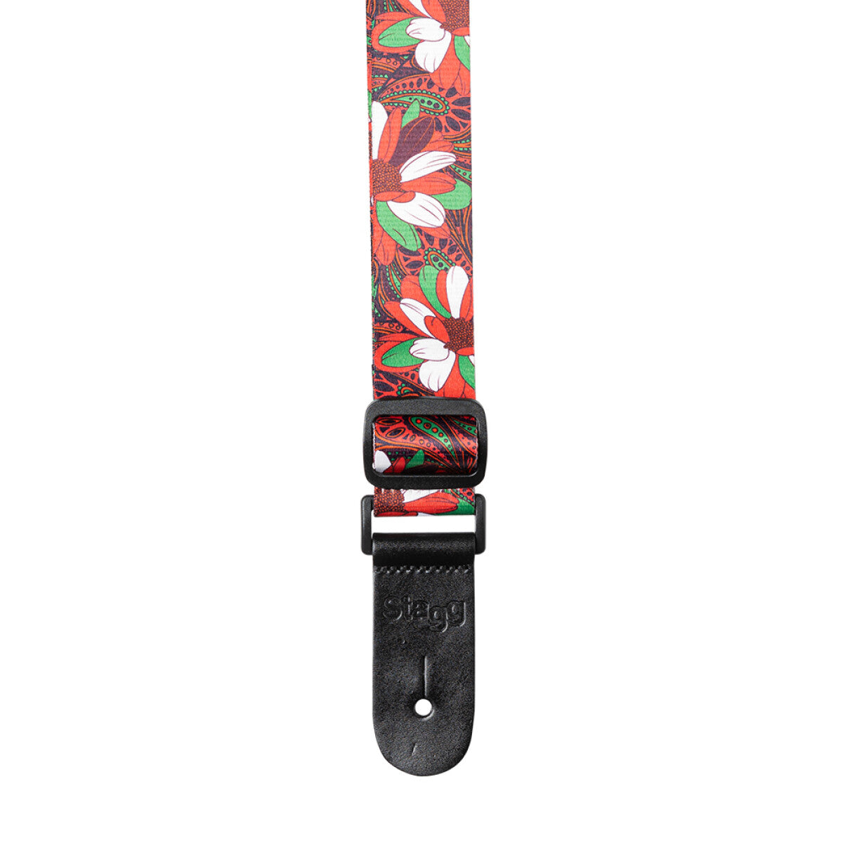 Stagg Terylene Ukulele Strap with Red Flower Pattern