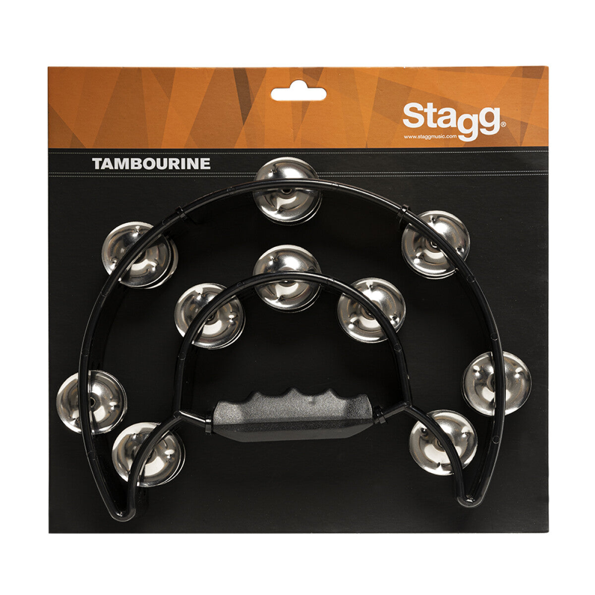 Stagg Cutaway Tambourine with 20 Jingles in Black