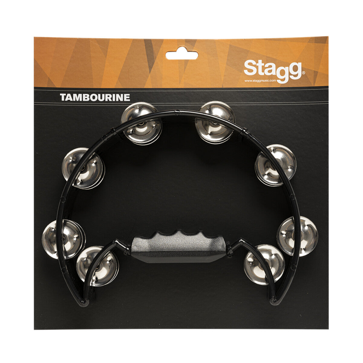 Stagg Cutaway Tambourine with 16 Jingles in Black
