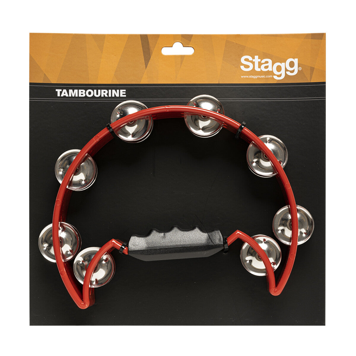 Stagg Cutaway Tambourine with 16 Jingles in Red