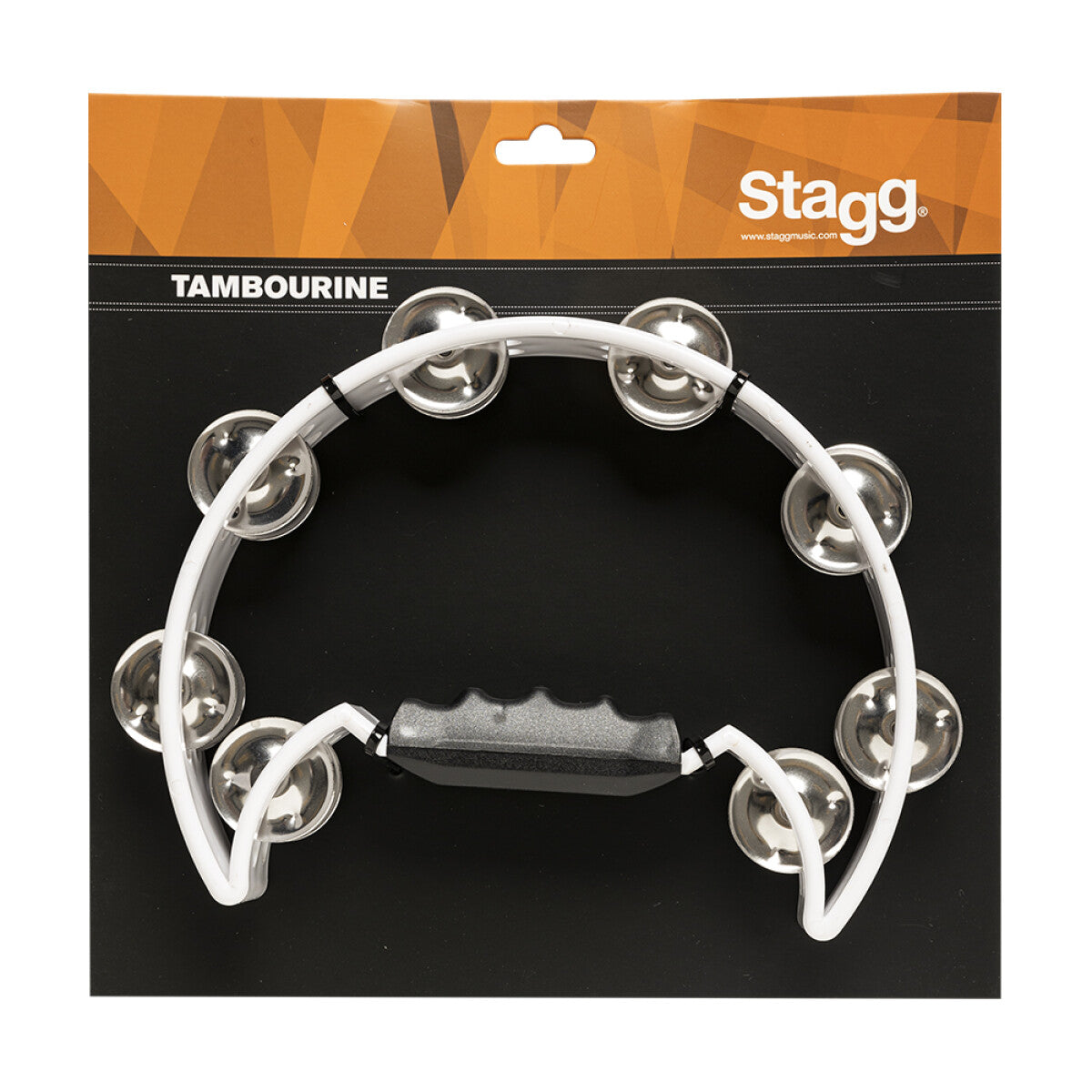 Stagg Cutaway Tambourine with 16 Jingles in White