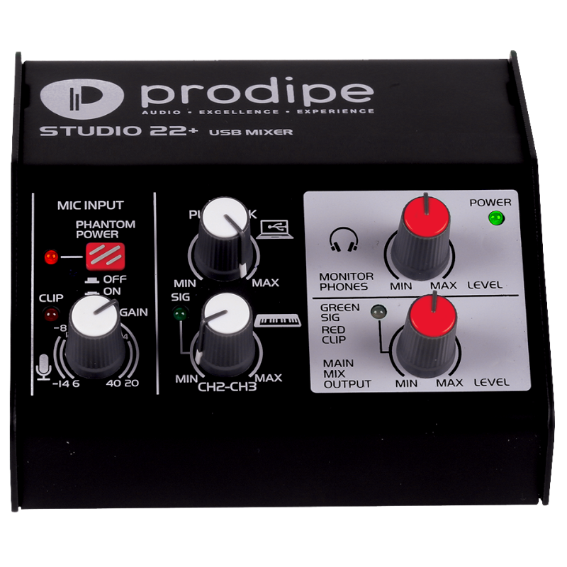 Prodipe Studio22 USB Audio Interface, 2 In, 2 Out