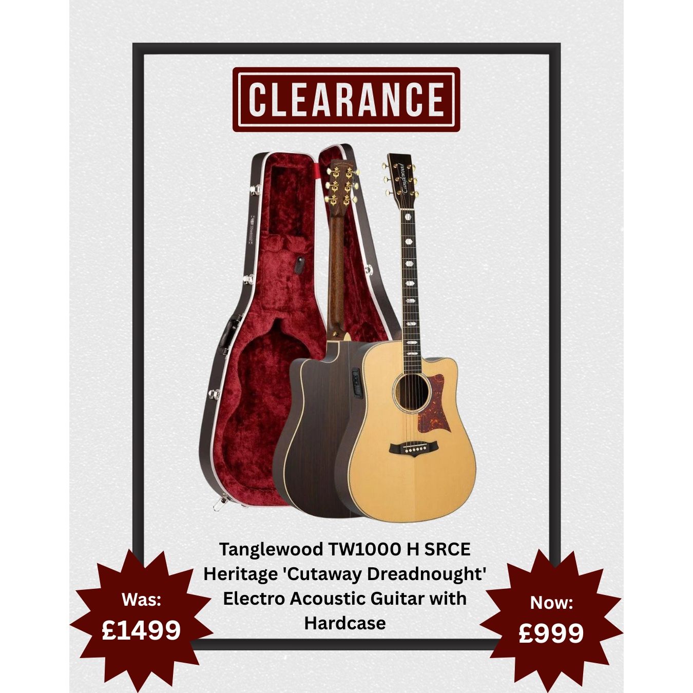 Tanglewood TW1000 H SRCE Heritage 'Cutaway Dreadnought' Electro Acoustic Guitar