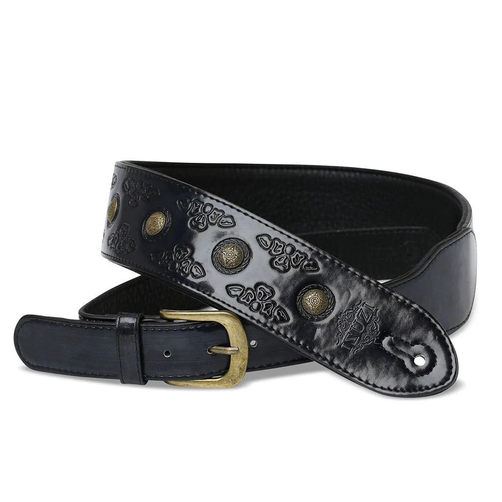 Isuzi VPB20-6 Leather Guitar Strap - Black