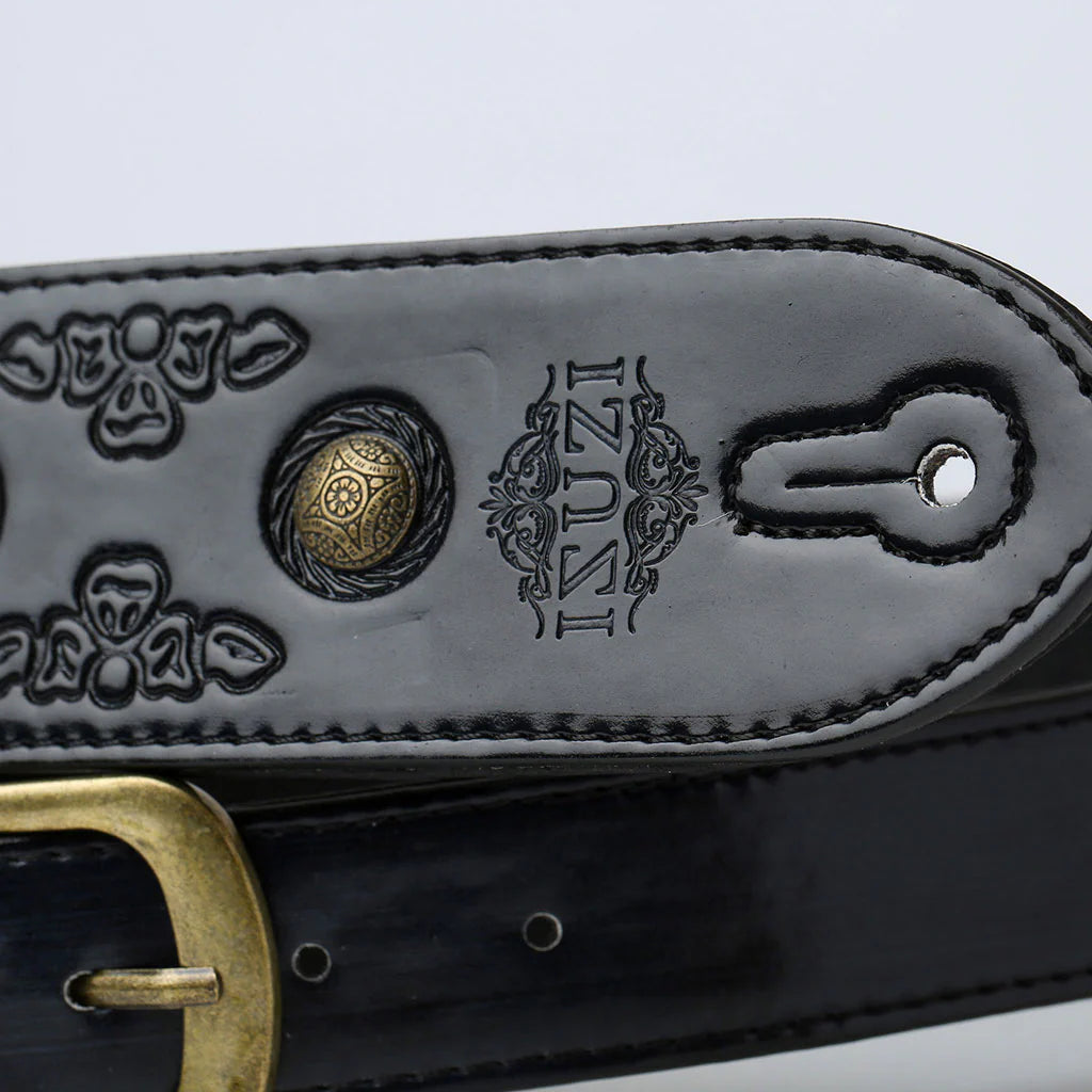Isuzi VPB20-6 Leather Guitar Strap - Black