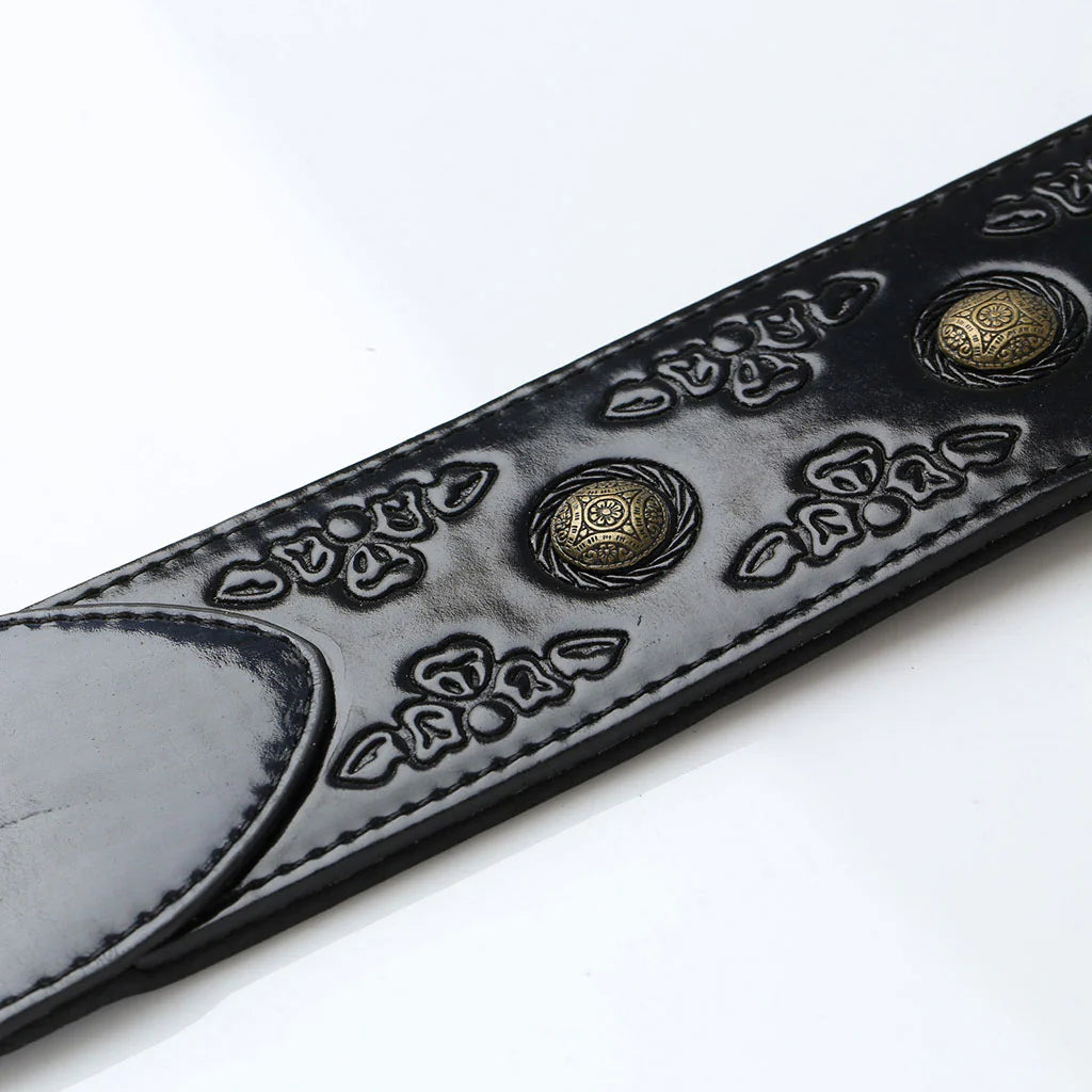 Isuzi VPB20-6 Leather Guitar Strap - Black