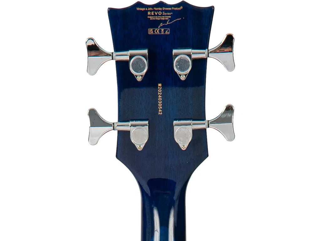 Vintage REVO Series 'Supreme' Semi Acoustic Bass ~ Blueburst