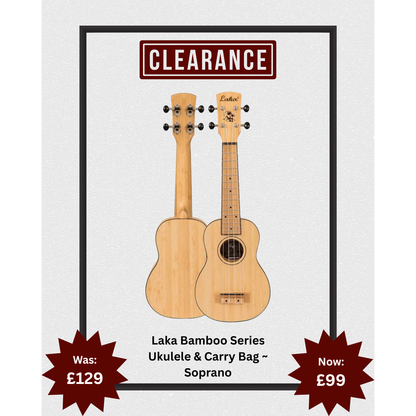Laka Bamboo Series Ukulele & Carry Bag ~ Soprano