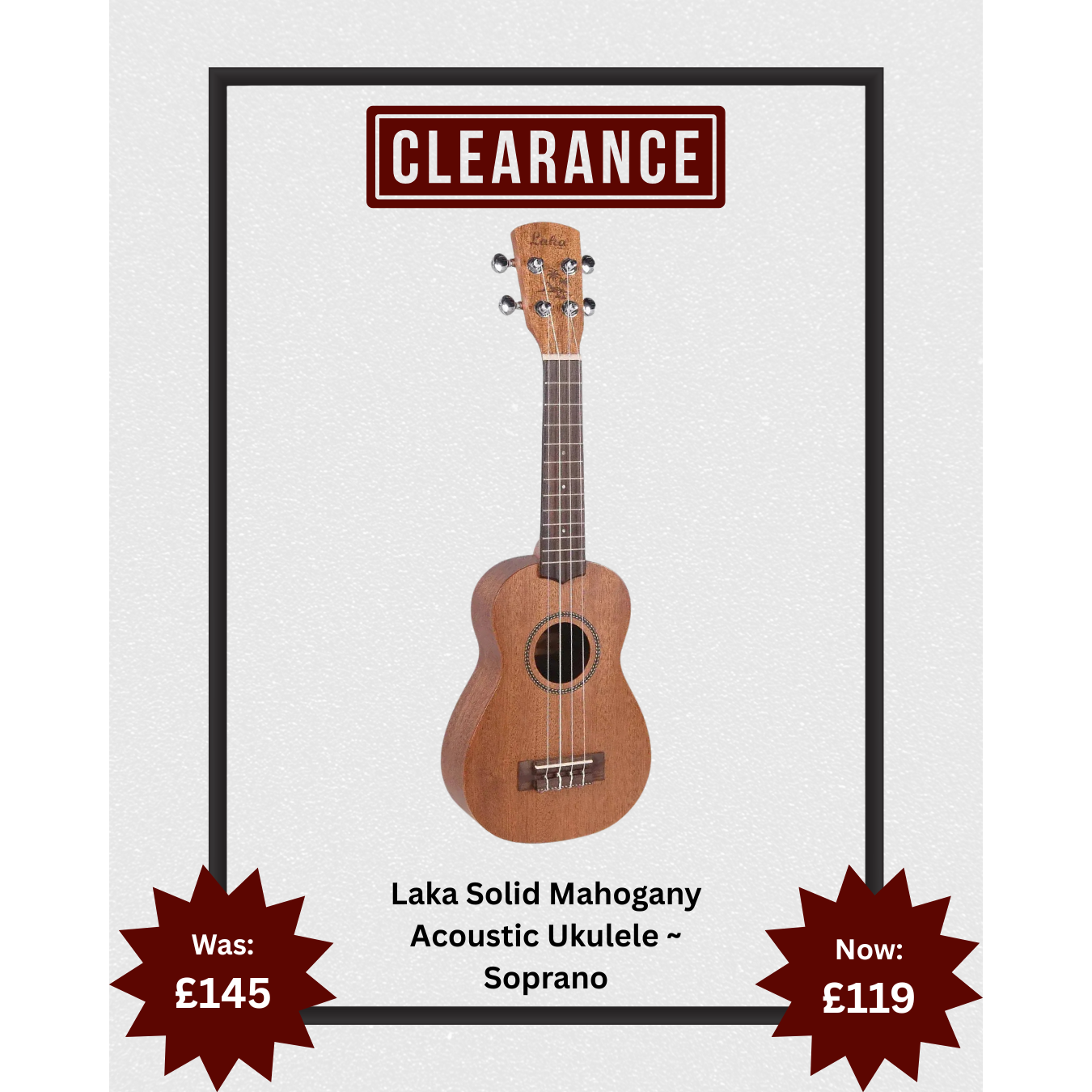 Laka Solid Mahogany Acoustic Ukulele ~ Soprano