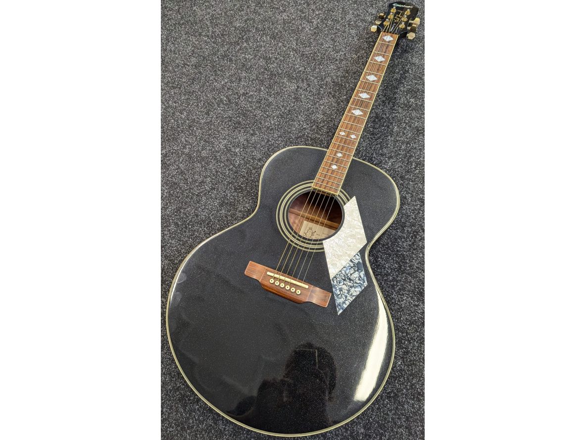 Epiphone MIK SQ-180 Neil Diamond Signature Limited Edition Acoustic Guitar in Metallic Black with Hardcase - Pre-Owned