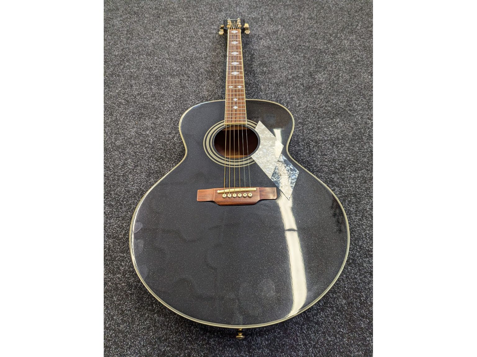 Epiphone MIK SQ-180 Neil Diamond Signature Limited Edition Acoustic Guitar  in Metallic Black with Hardcase - Pre-Owned