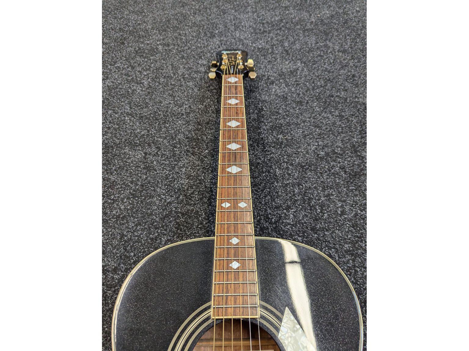 Epiphone MIK SQ-180 Neil Diamond Signature Limited Edition Acoustic Guitar in Metallic Black with Hardcase - Pre-Owned