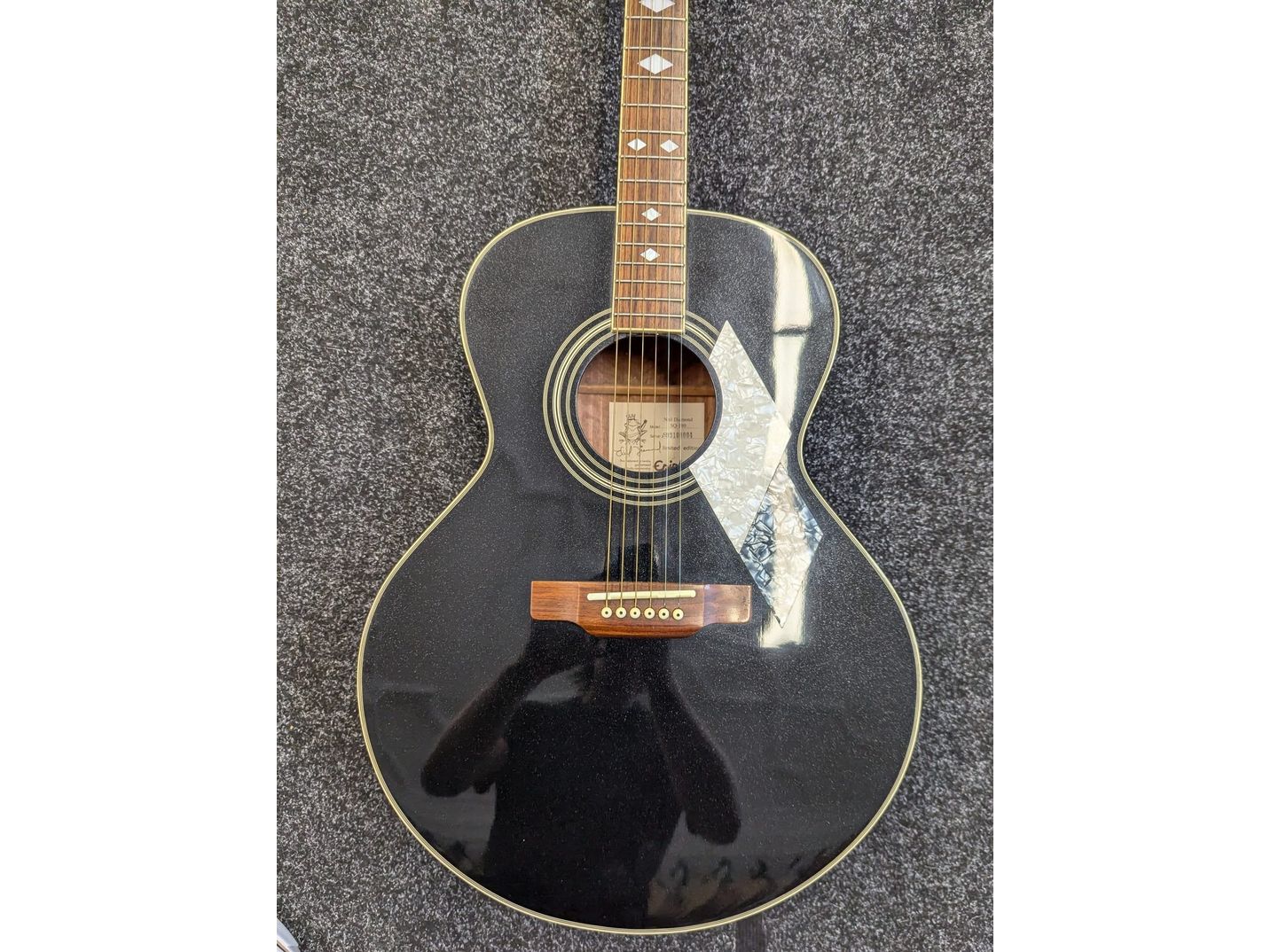 Epiphone MIK SQ-180 Neil Diamond Signature Limited Edition Acoustic Guitar in Metallic Black with Hardcase - Pre-Owned