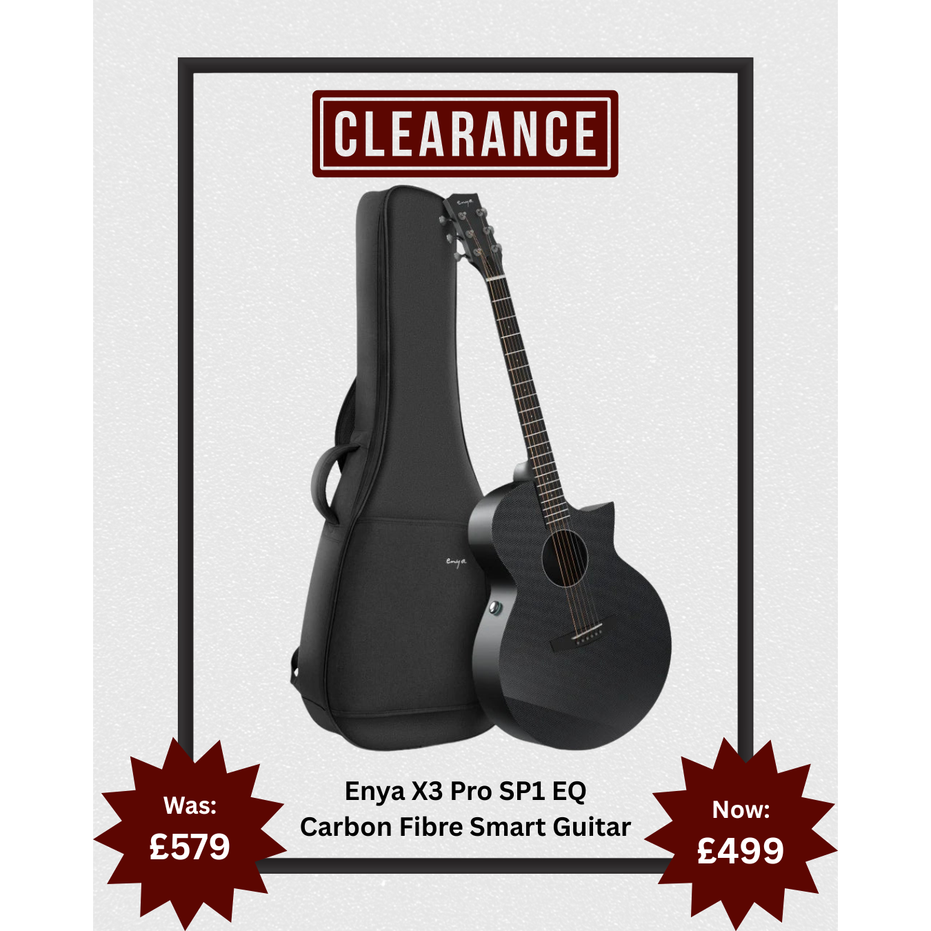Enya X3 Pro SP1 EQ Carbon Fibre Electro-Acoustic Guitar in Black with Padded Gigbag