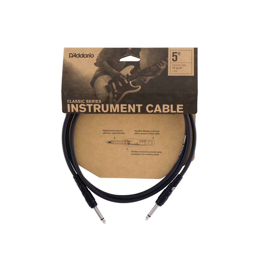 D'Addario Classic Series Instrument Cable, 5 feet, Straight to Straight