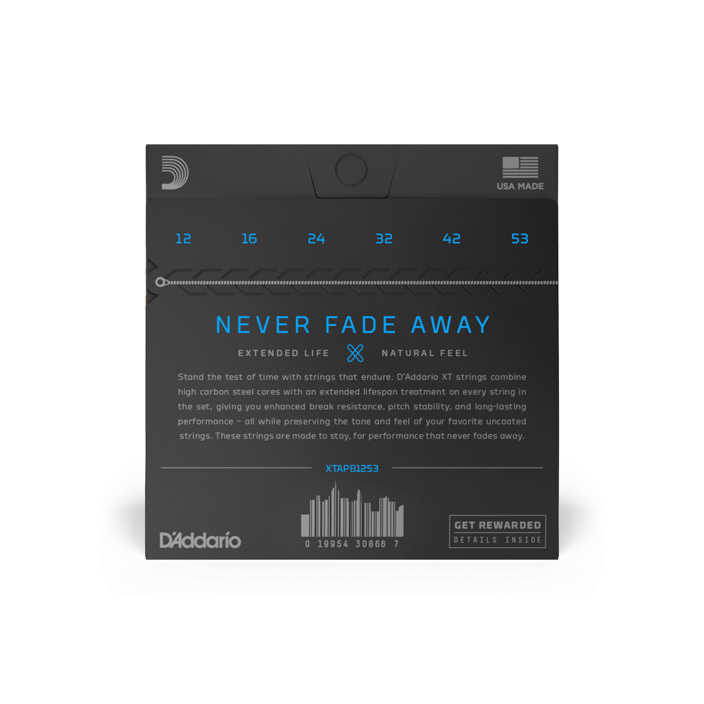 DAddario XT 12-53 Light, Phosphor Bronze Acoustic Guitar Strings