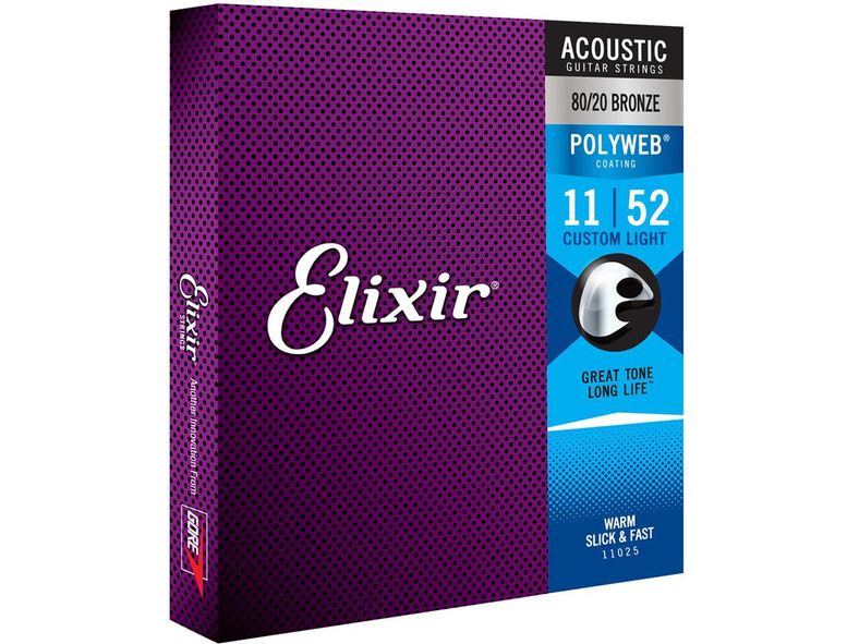 Elixir Polyweb Acoustic Strings Custom Light 11-52