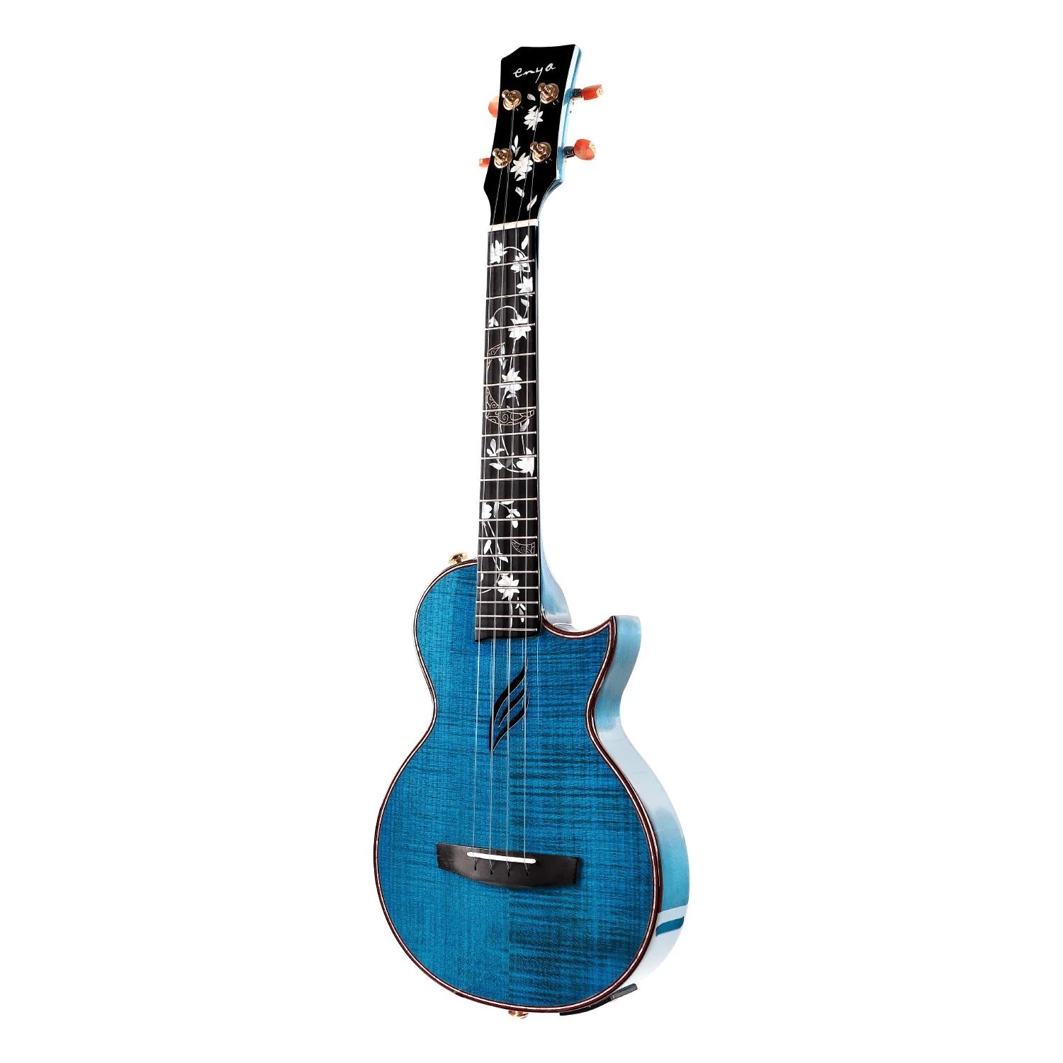 Enya EUT-E6 Blue All Solid Flamed Maple Tenor Ukulele with TransAcoustic