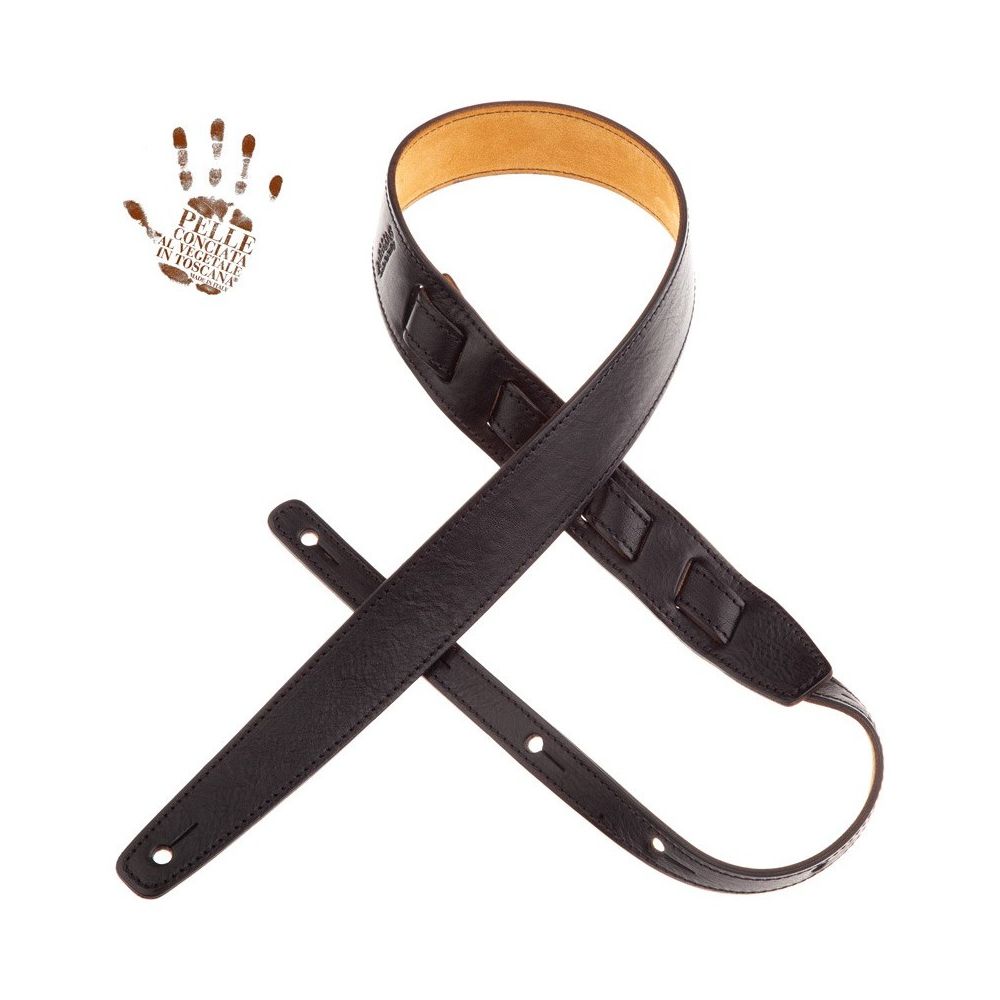 Magrabo Holes Hs W4 Custom Black 4 Cm With Black Stitching Premium Guitar Strap