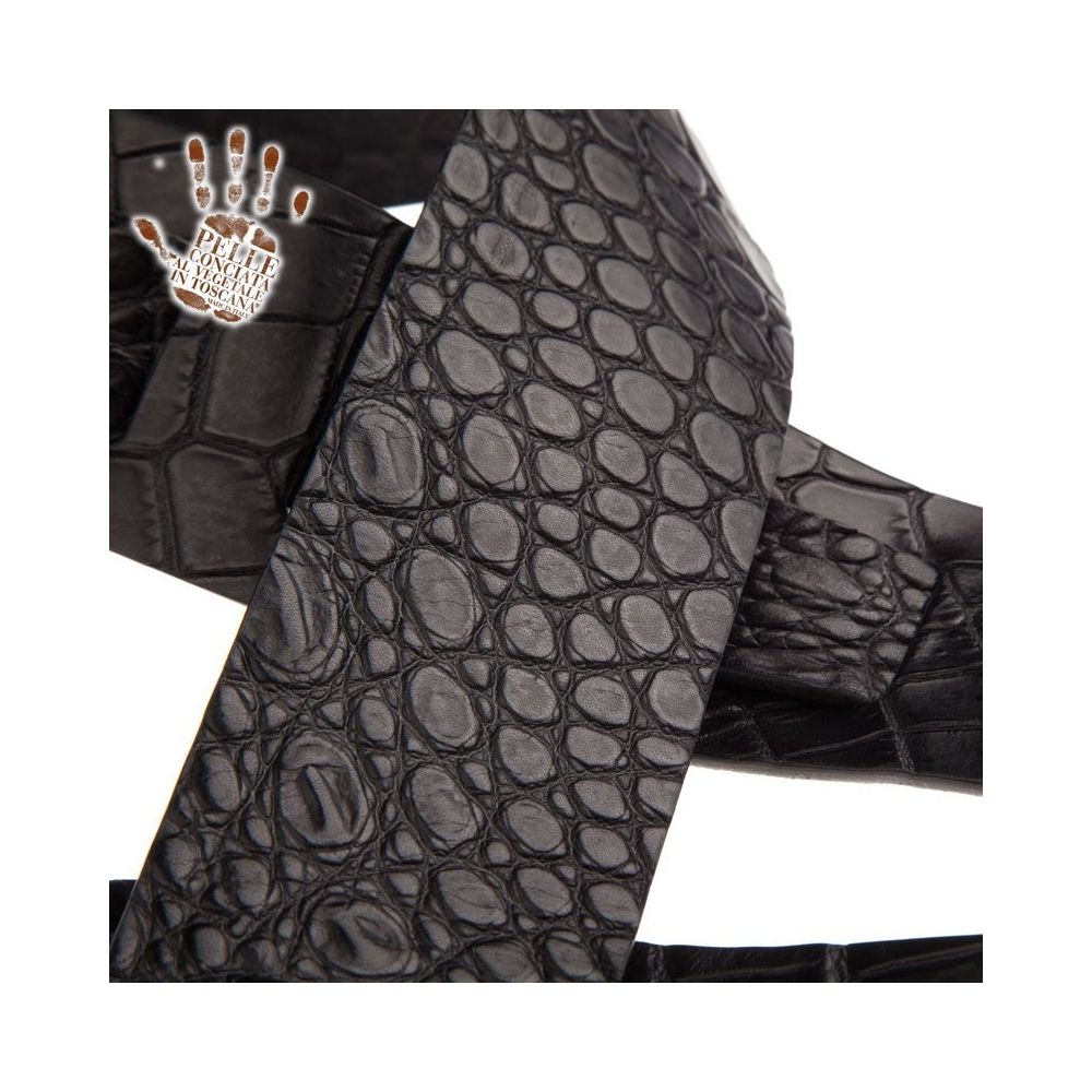 Magrabo Holes Hc Embossed Cocco Pros Black 6 Cm Premium Guitar Strap