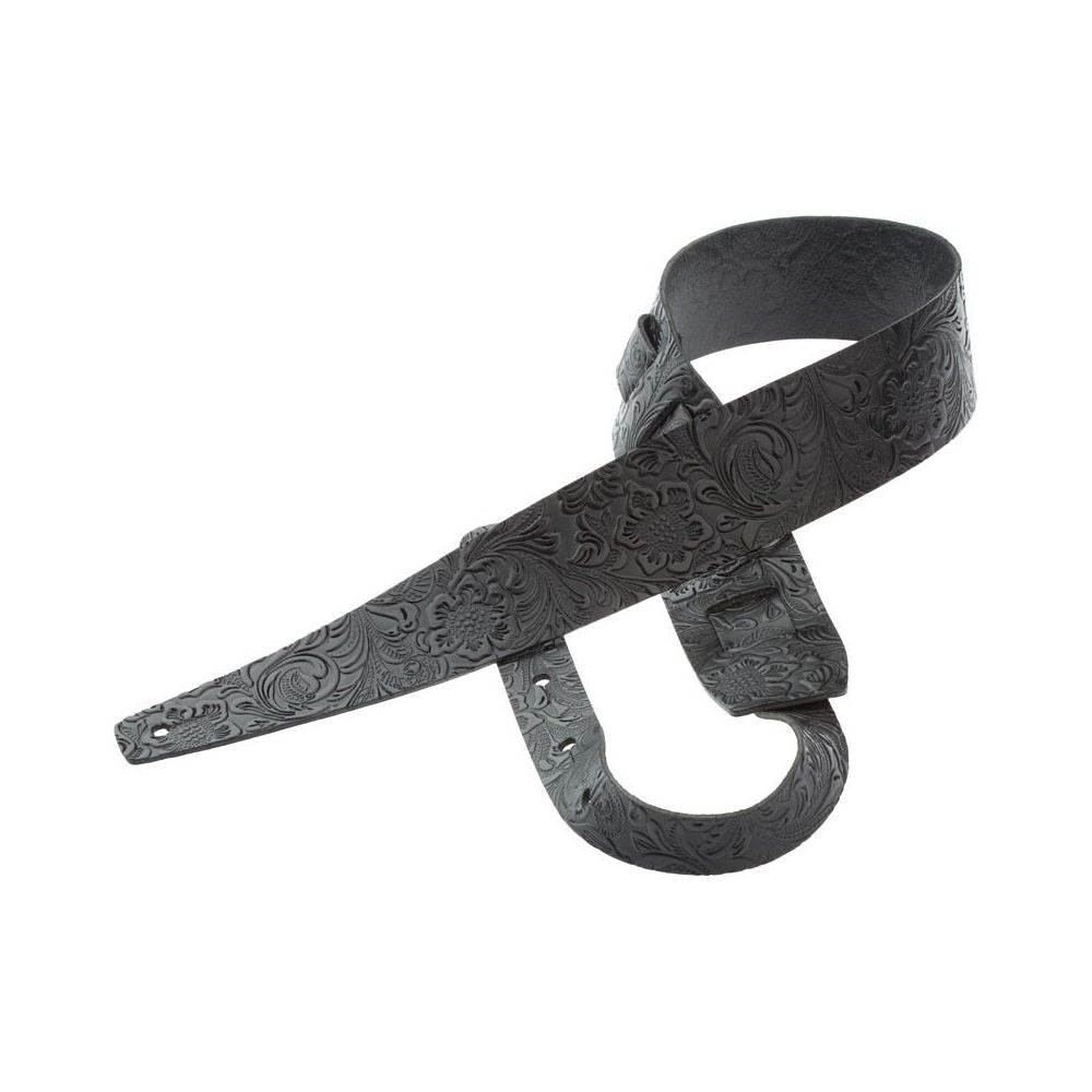 Magrabo Holes Hc Embossed Flores Black 6 Cm Premium Guitar Strap