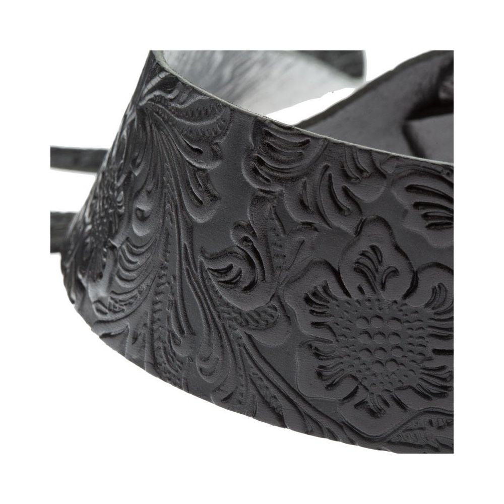 Magrabo Holes Hc Embossed Flores Black 6 Cm Premium Guitar Strap