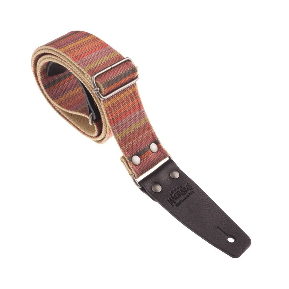 Magrabo Stripe Sc Retrò Mexico 5 Cm Terminals Black, Aged Silver Buckle Premium Guitar Strap