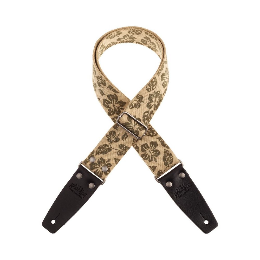 Magrabo Stripe Sc Retrò Hippie 5 Cm Terminals Black, Aged Silver Buckle Premium Guitar Strap