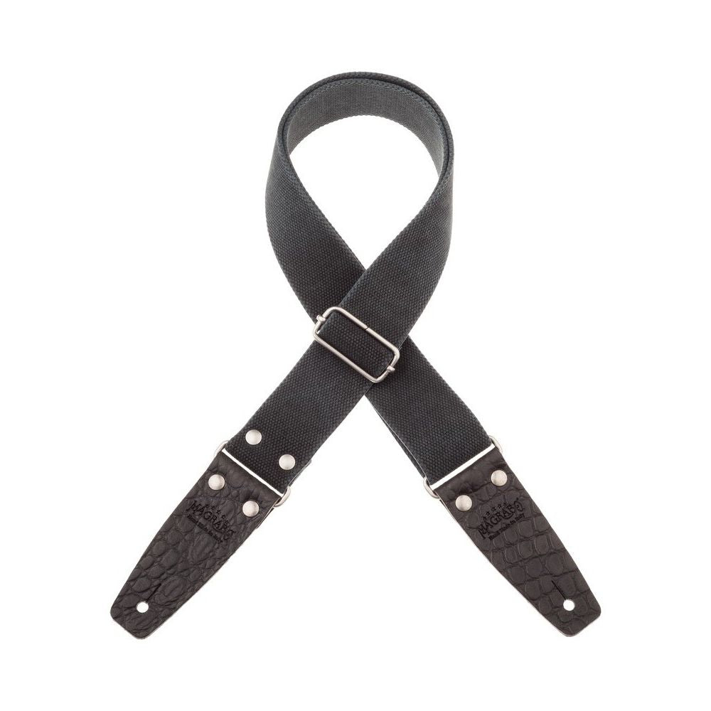 Magrabo Stripe Sc Entry 5 Cm Cocco Pros Black Silver Buckle Premium Guitar Strap
