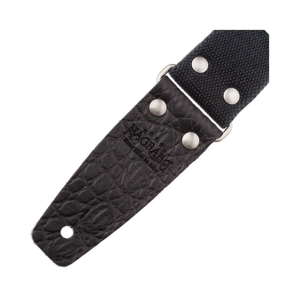 Magrabo Stripe Sc Entry 5 Cm Cocco Pros Black Silver Buckle Premium Guitar Strap